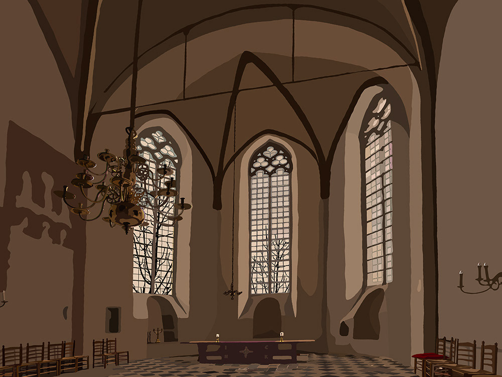 056. Pieterskerk; Vector Art = iPad kunst/tekening van Ruud van den Berg aka Domstad Rudie