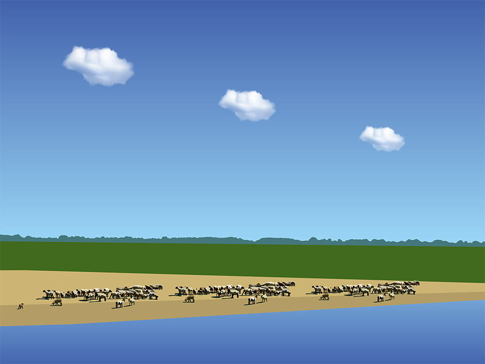 275. Les Moutons de la baie de Somme; Digitaal kunstwerk van Ruud van den Berg aka Domstad Rudie