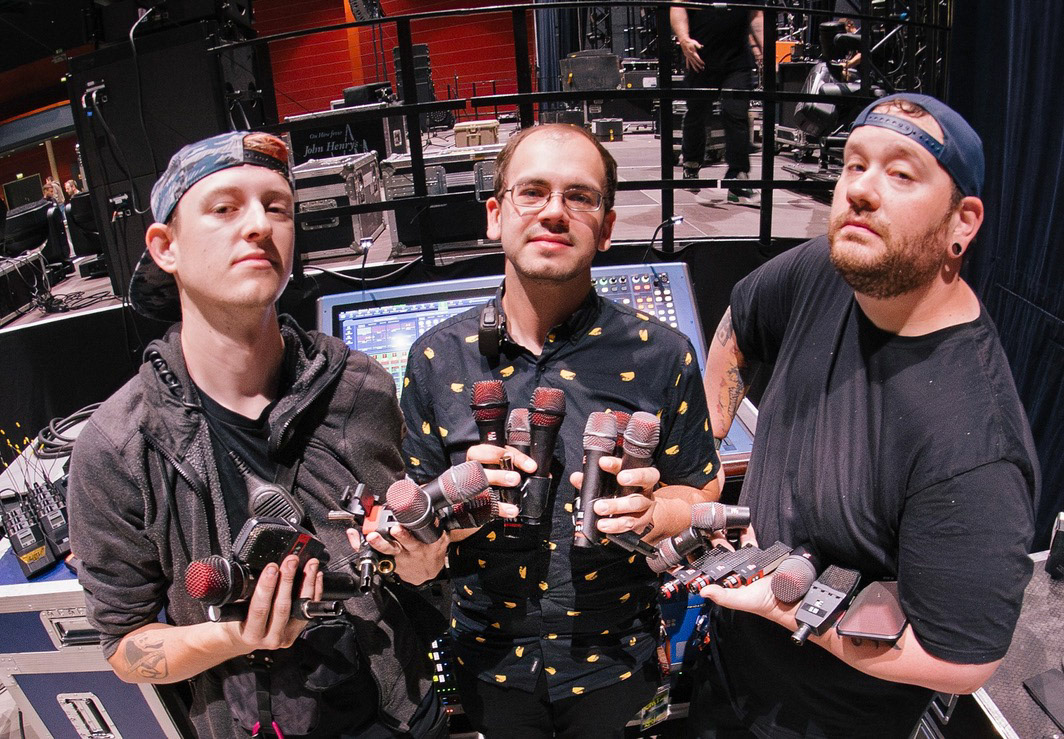 Myself (Monitors/Stage Manager), Josh Sobeck (FOH/TM/PM), Dylan Brania (A2) - Audio Team - Corey Taylor European Tour 2024
