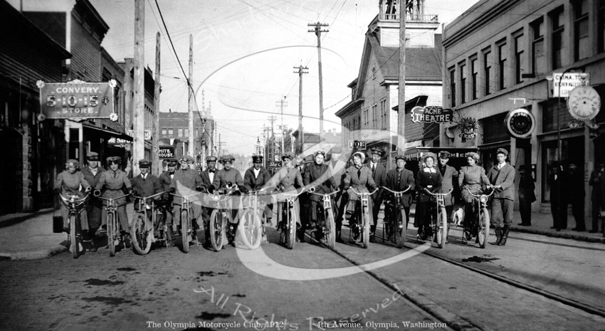 # W101 - OLYMPIA MOTORCYCLE CLUB ACROSS 4TH AVE. E, 1911-13