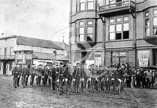 WWI Soldiers in front of the Olympia Opera House