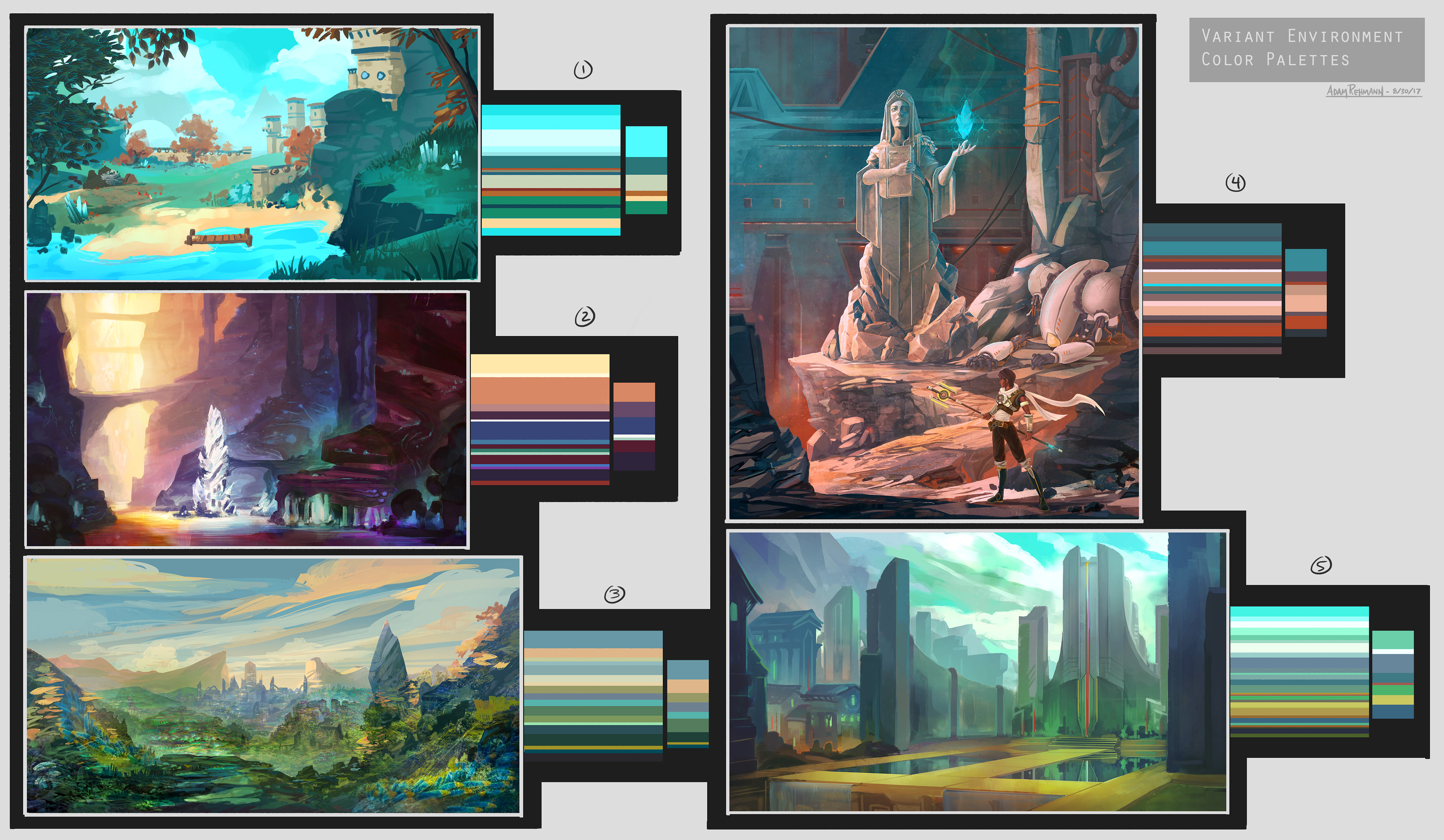 Color study concept art for series