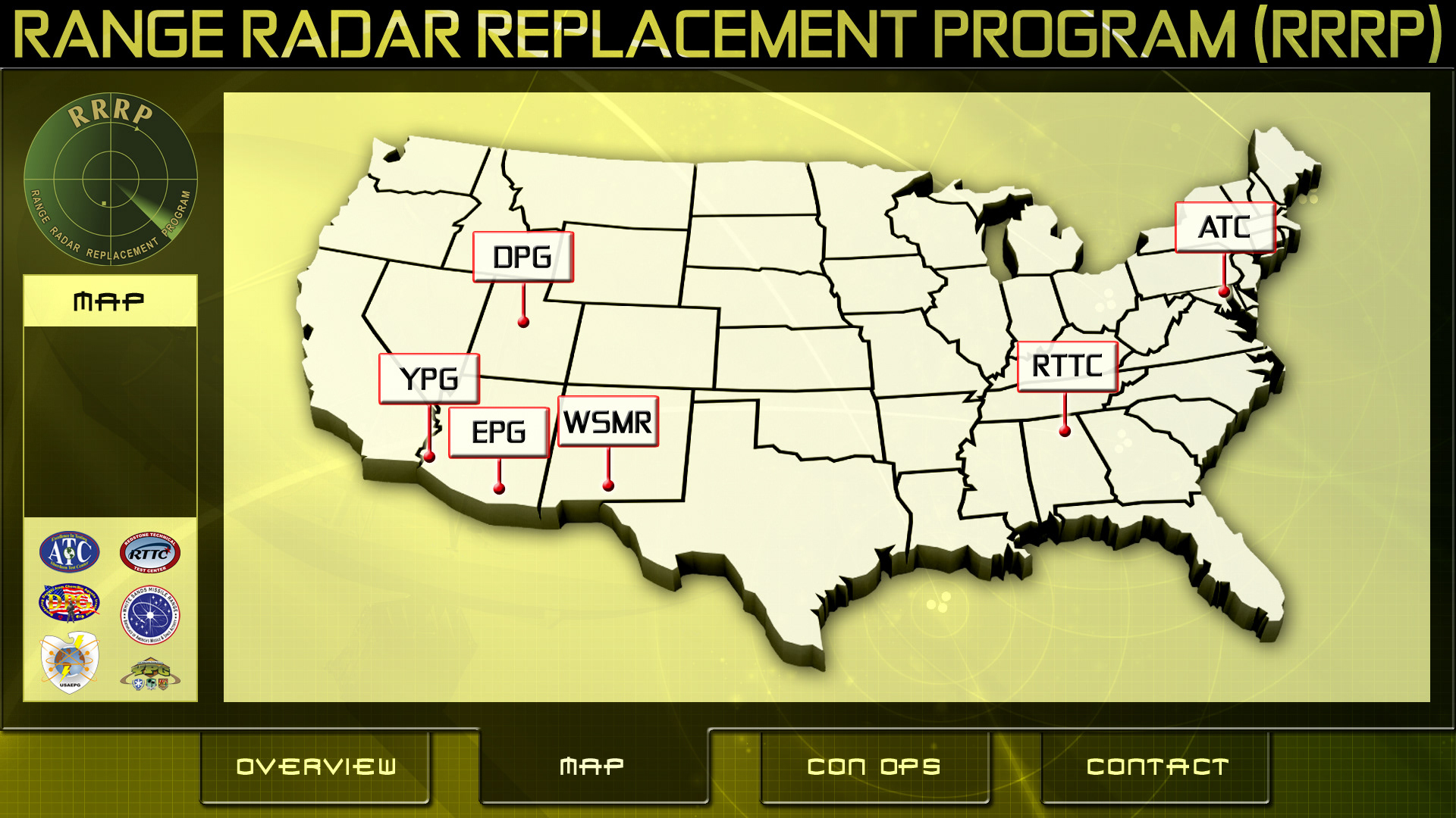 Screenshot from RRRP touchscreen interface