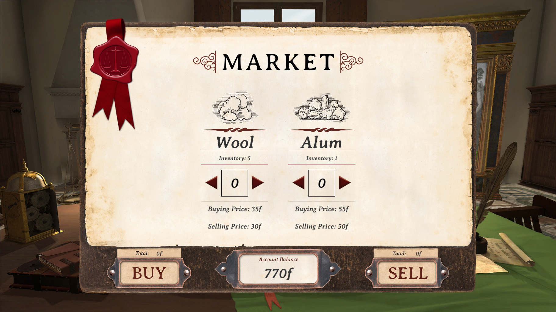 Screenshot of final Market redesign in game