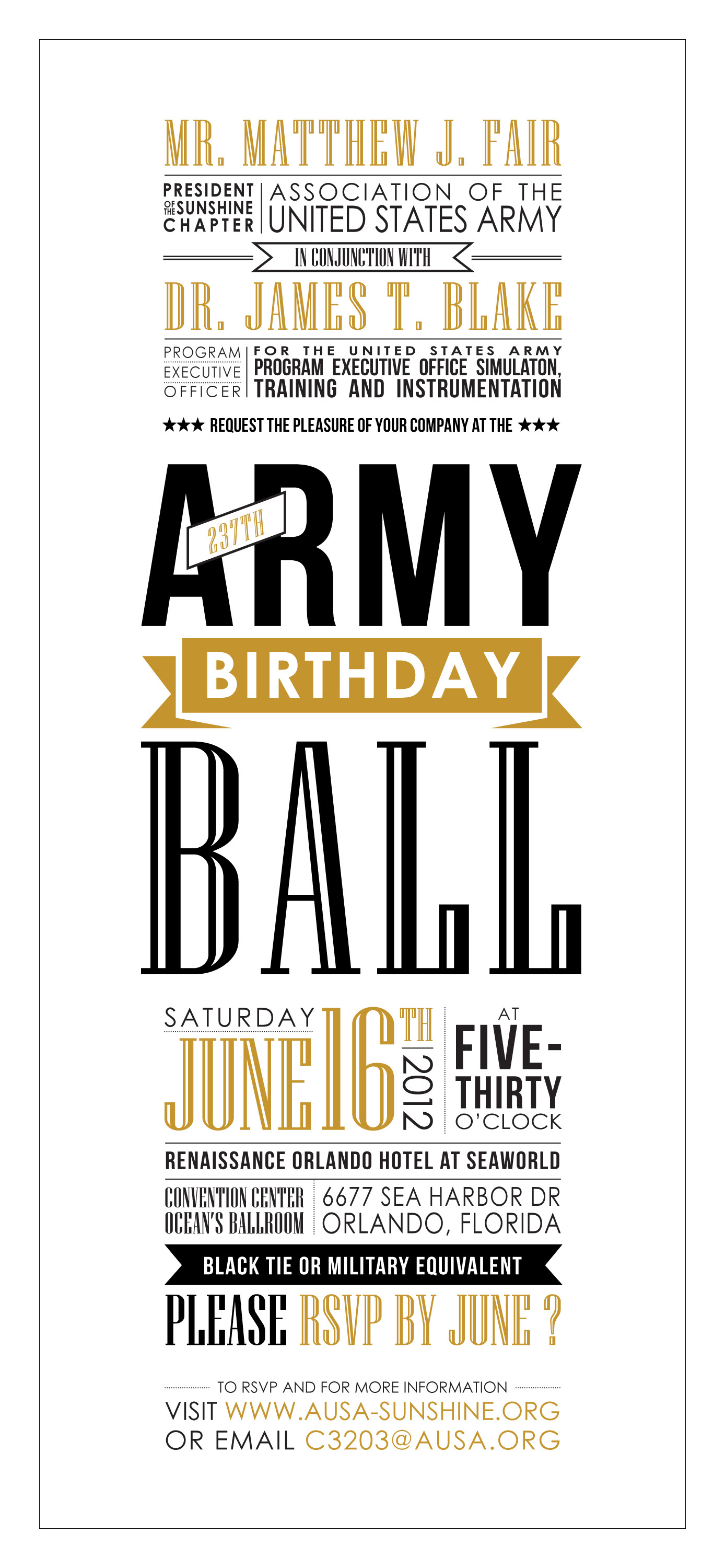 Concept for Army Ball invitation