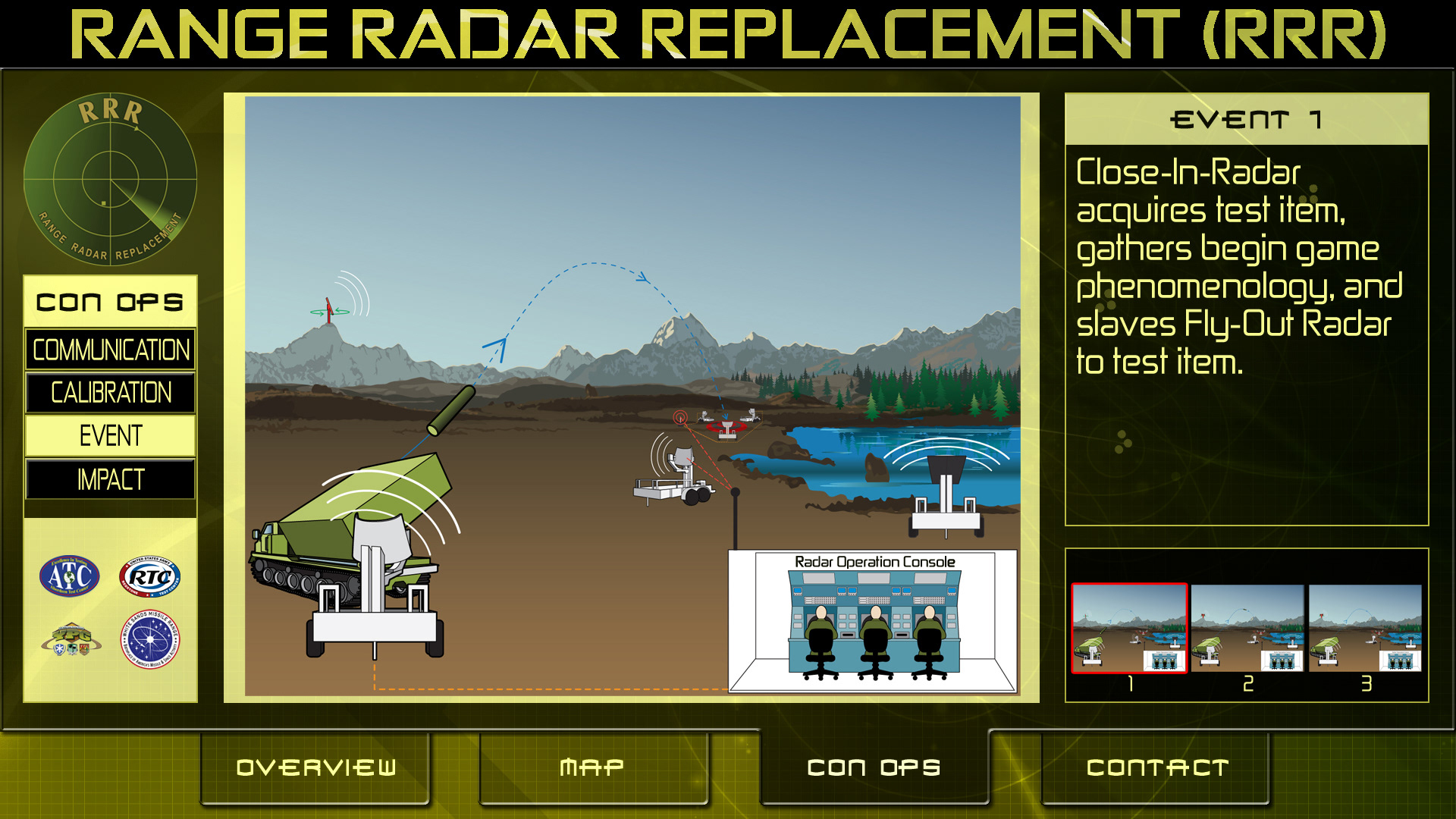 Screenshot from RRRP touchscreen interface