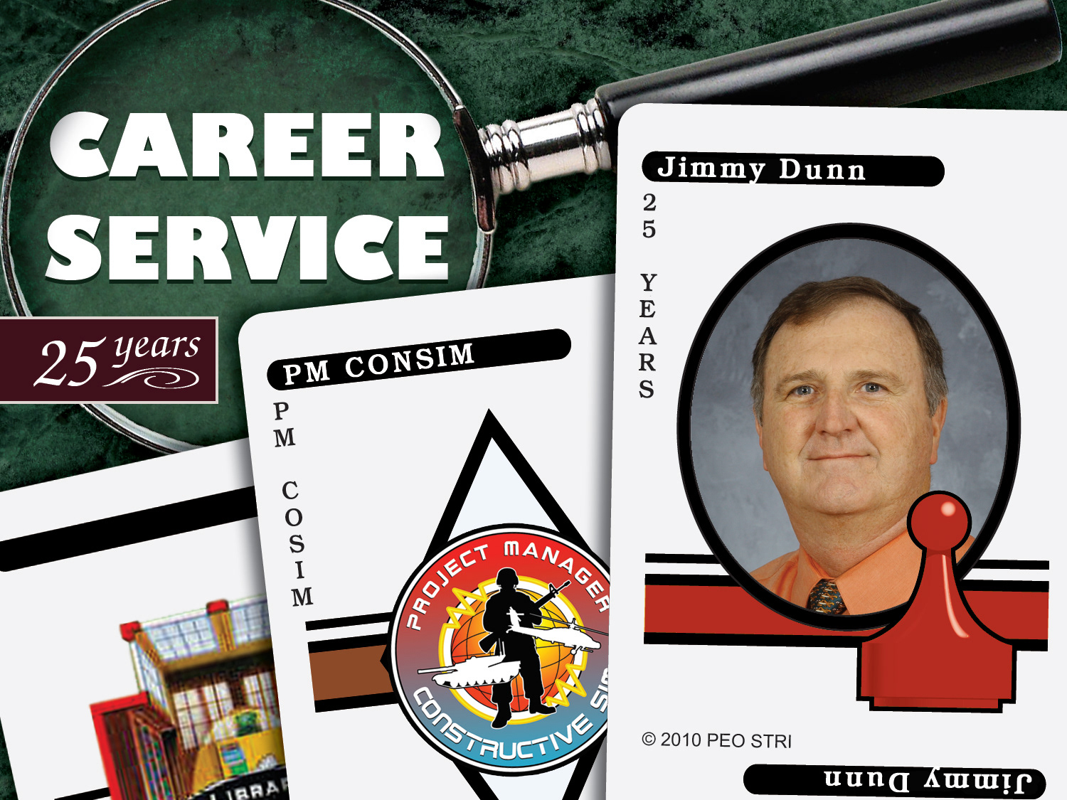 Sample of Career Service Awards slide from board game themed Town Hall