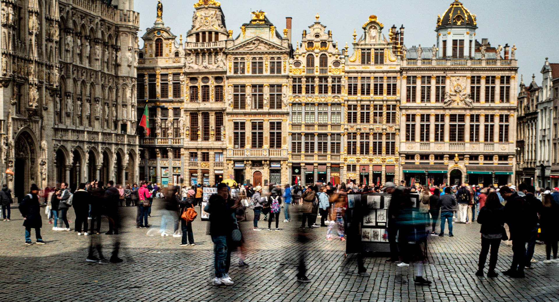 Busy Brussels City Street