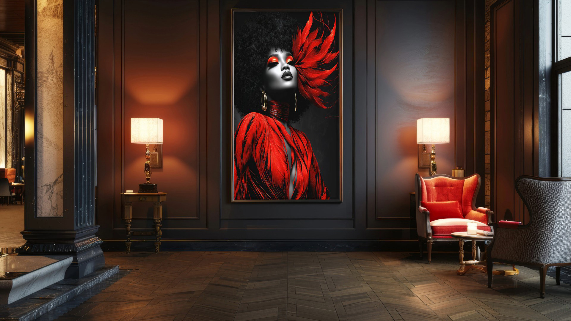 Phoenix Becoming | Staged for boutique hospitality, moody lounge environments, and luxury interiors.