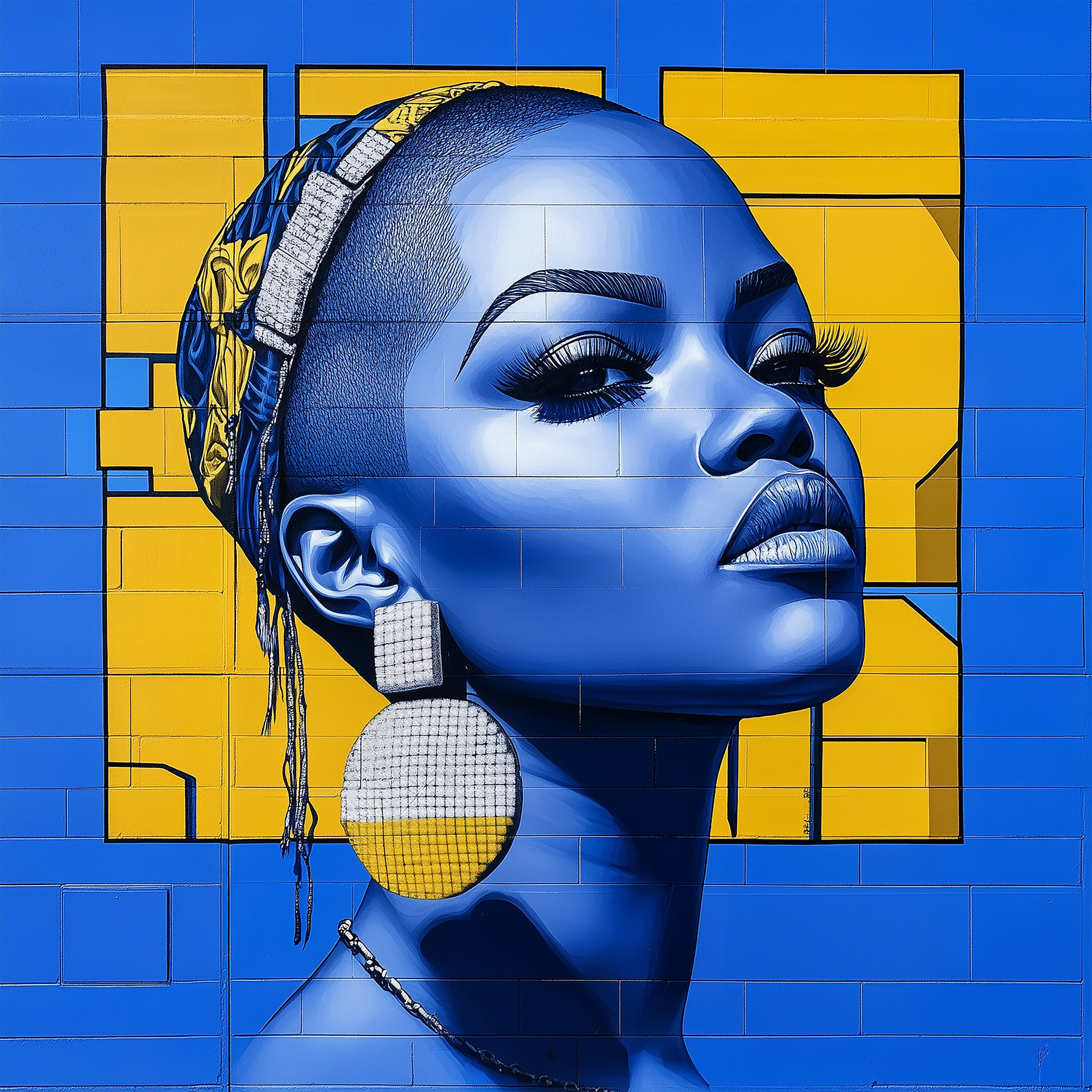 From the Blue Geometry Series - 2025 | Digital & Generative Portrait