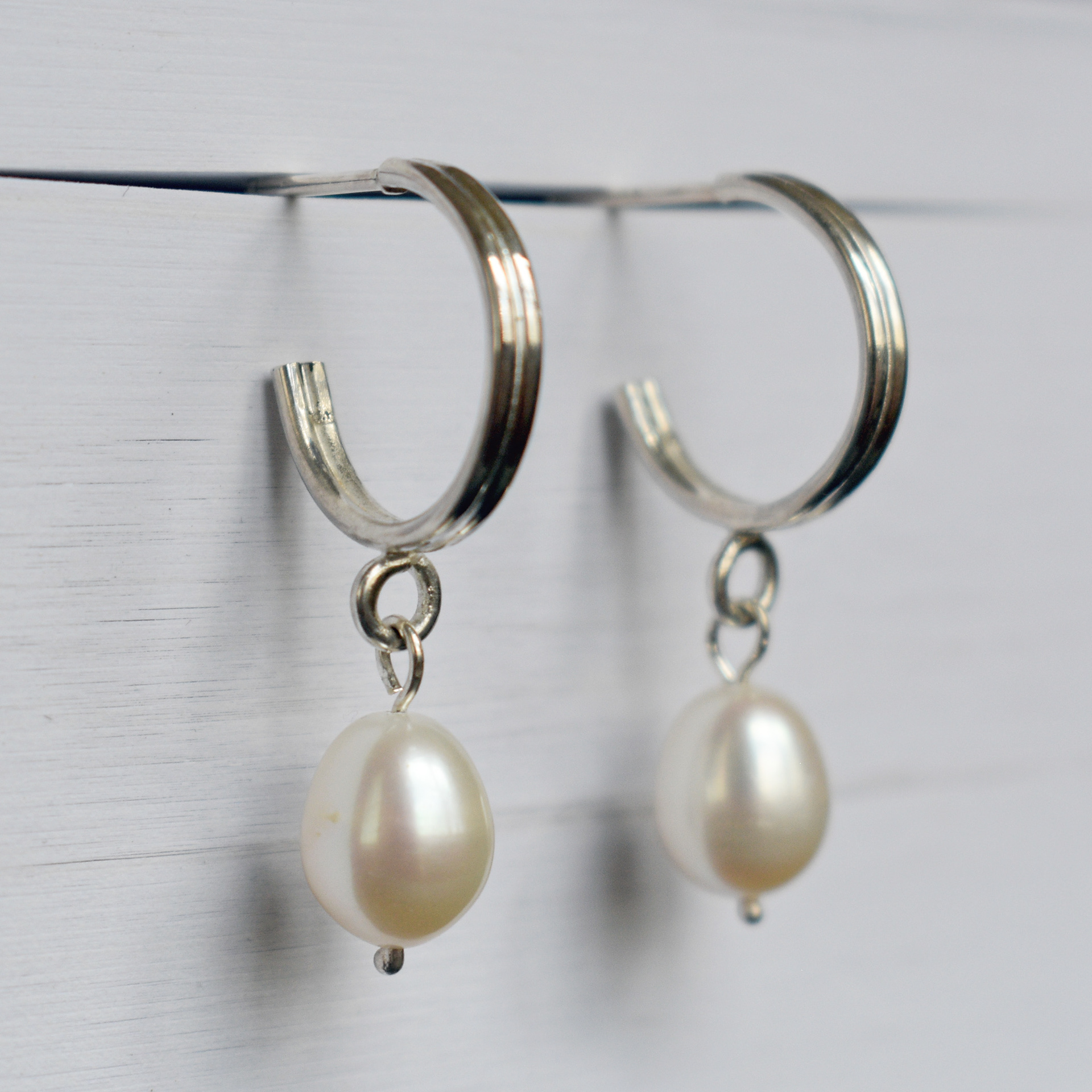 pearl drop hoops