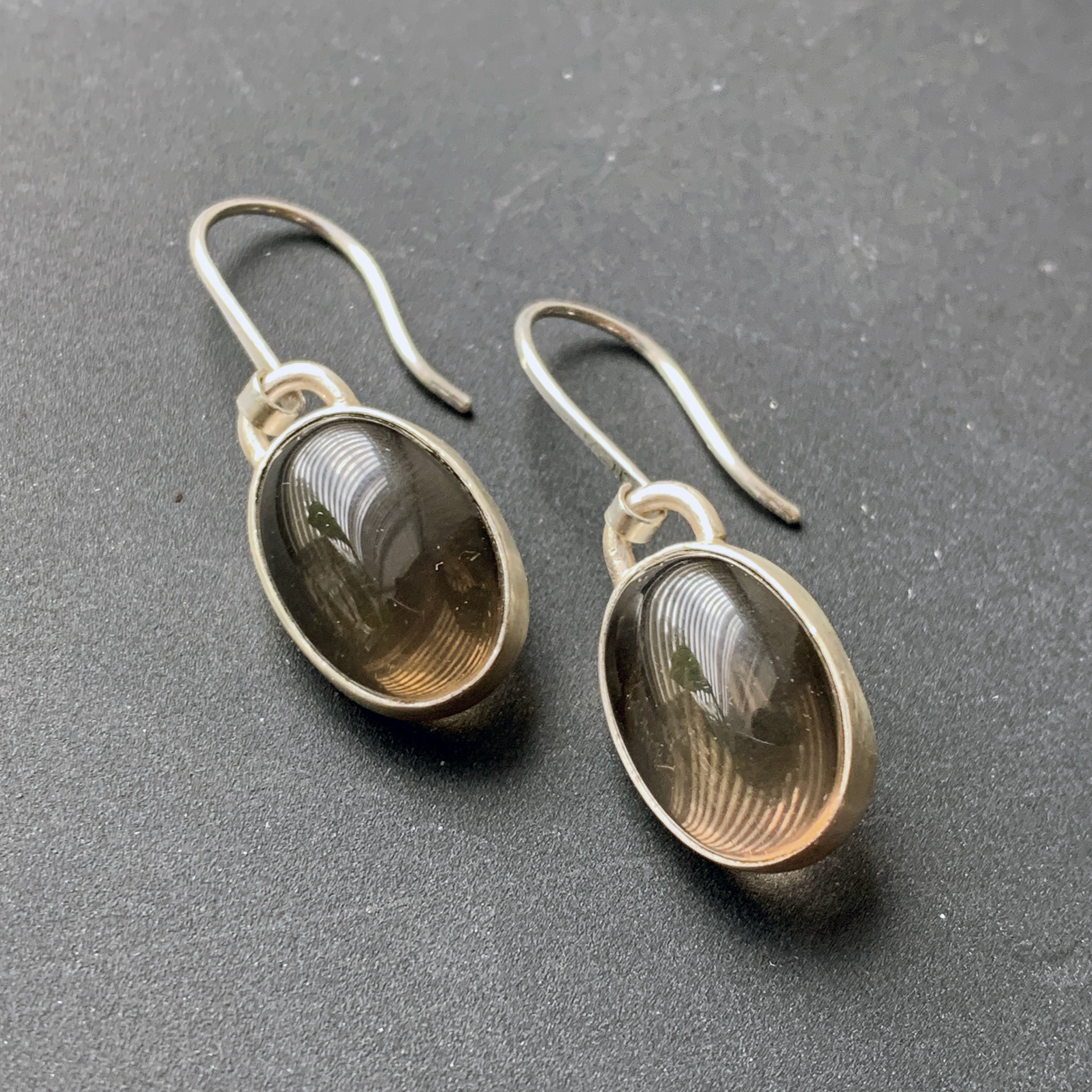 open-back smoky quartz drop earrings