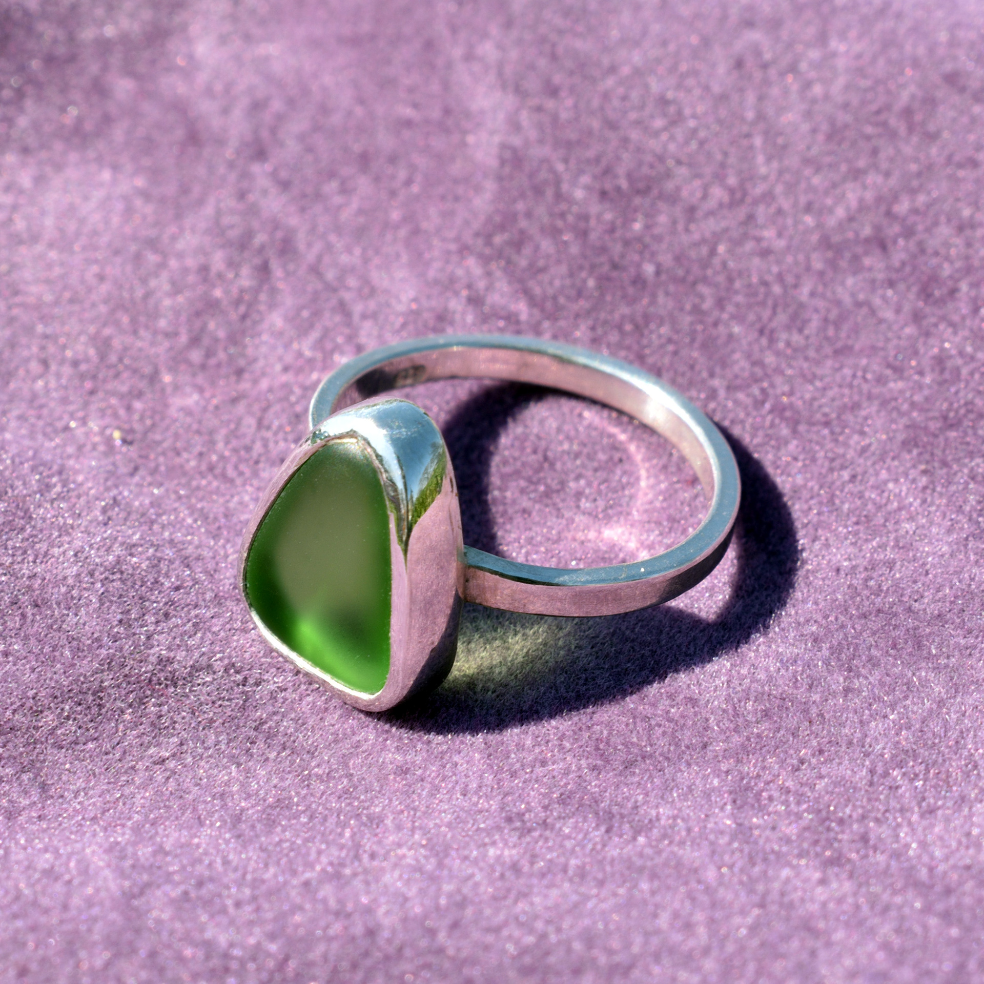open-back seaglass ring