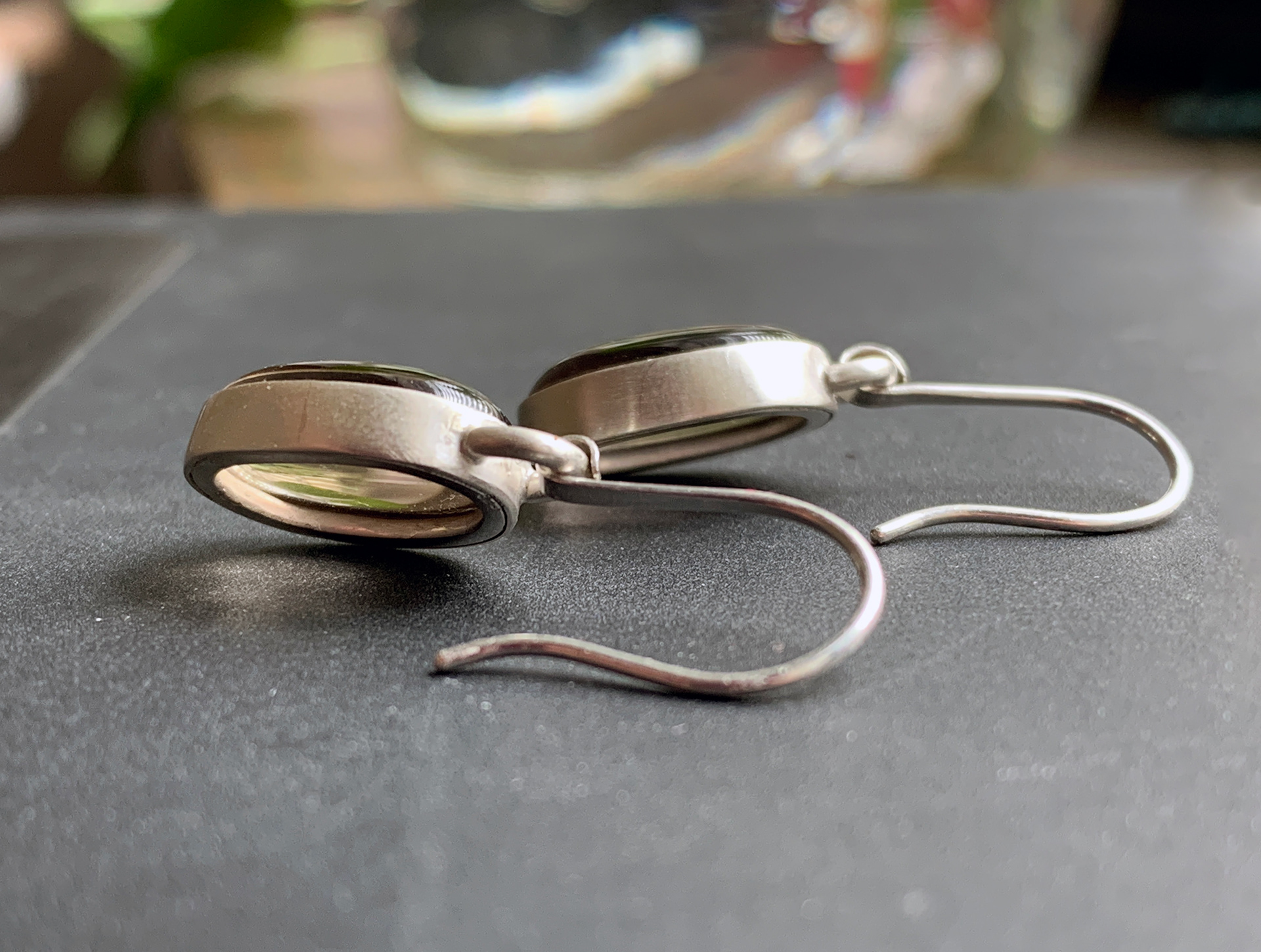open-back smoky quartz drop earrings