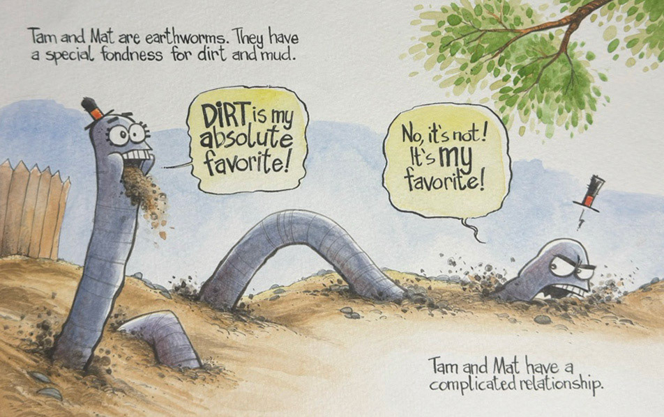 Picture Book Spread about Earthworms