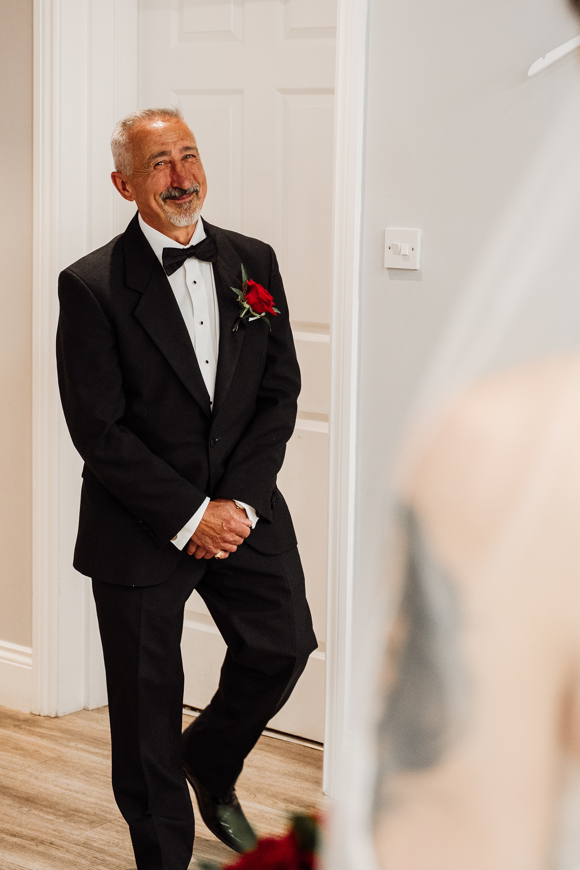First look with Dad, real wedding moments and Warwickshire wedding photography and videography