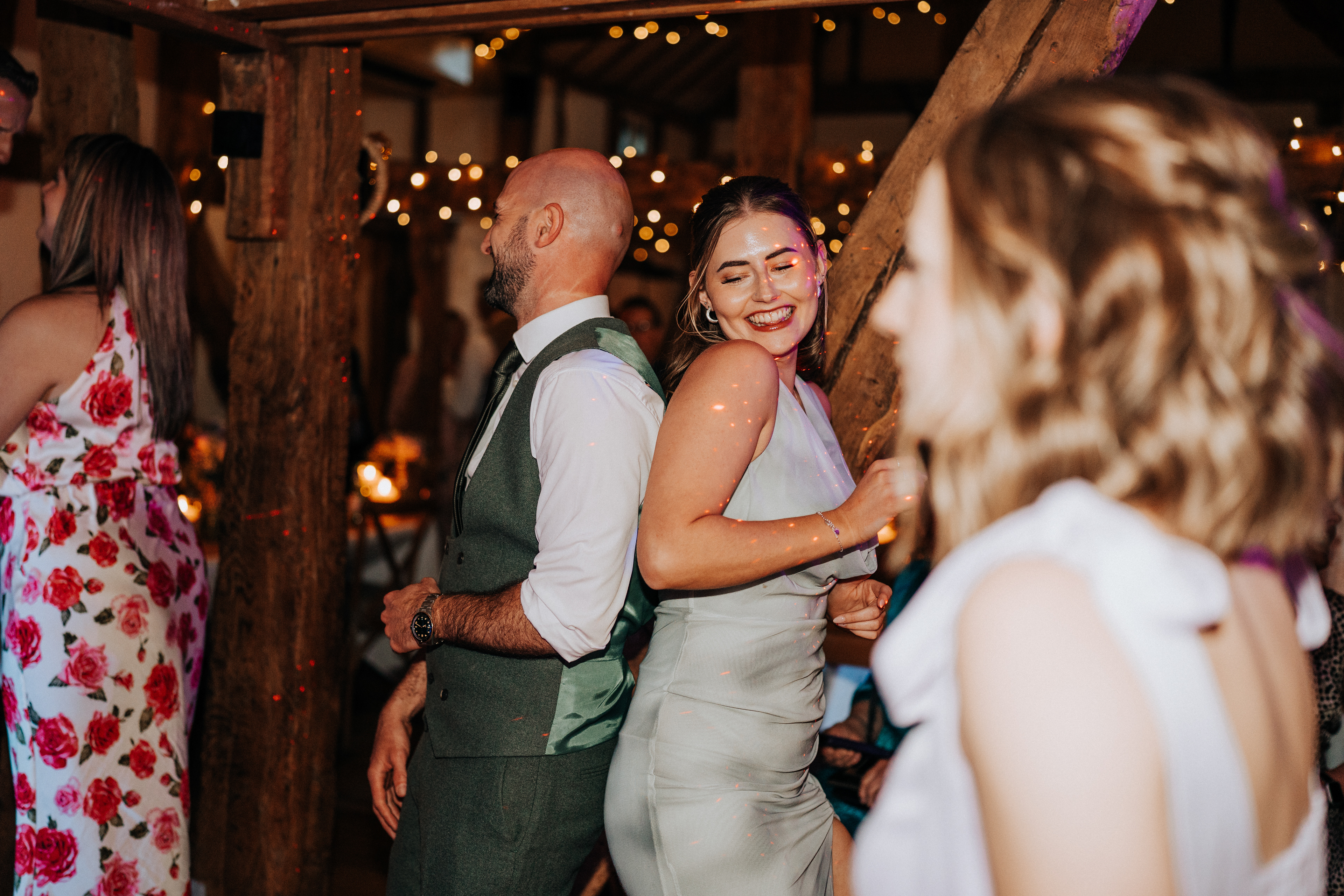 Natural dancing wedding photography at The Plough Inn Eaton Cheshire