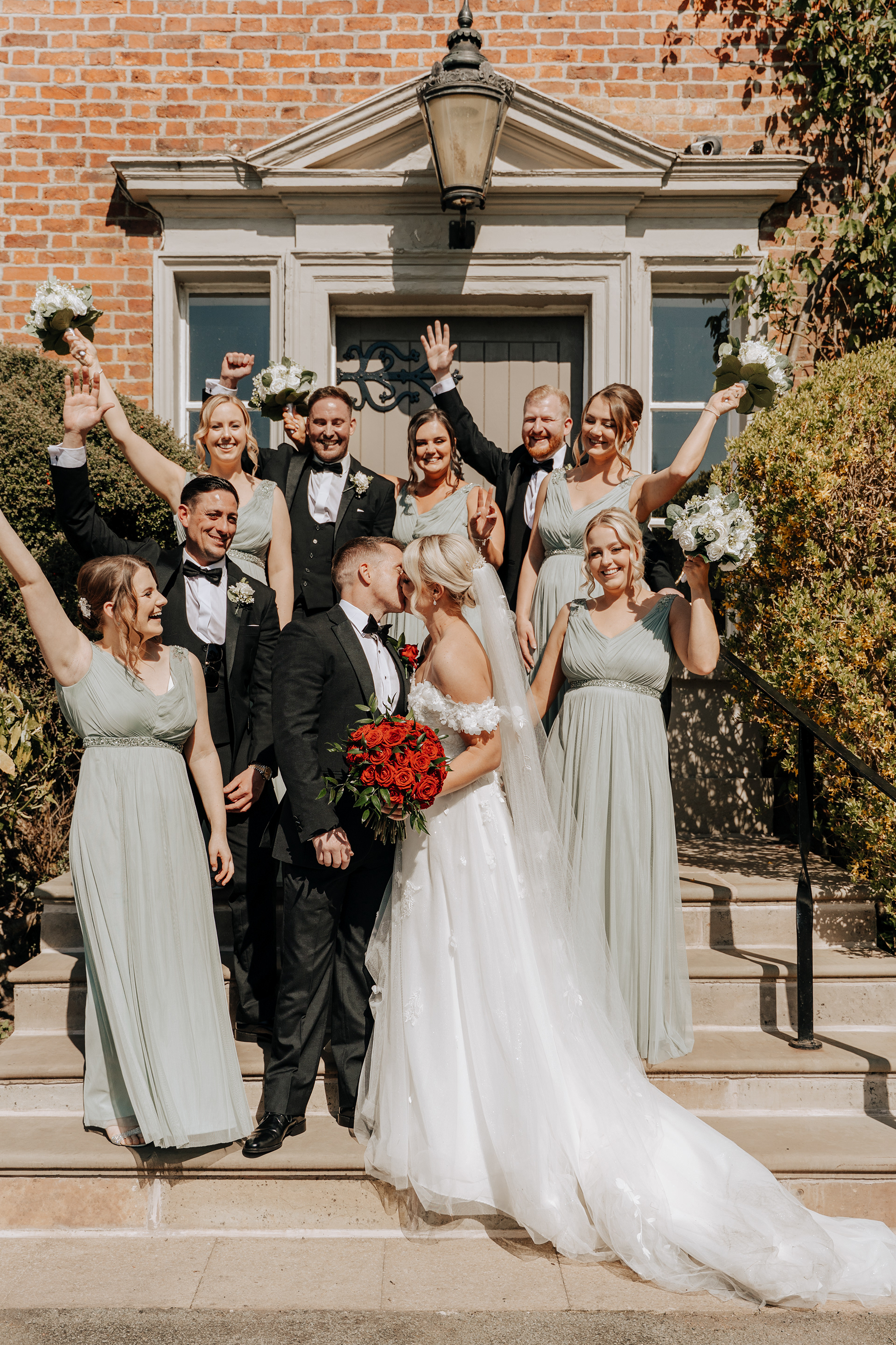 Fun bridal party photography group shot - non-boring wedding photography and videography in Lancashire