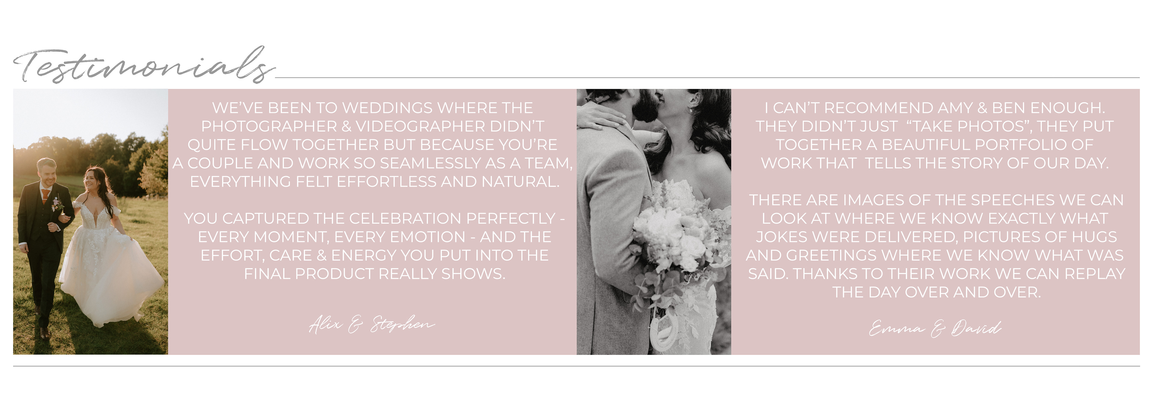 Real reviews of documentary style wedding photography and videography in the UK