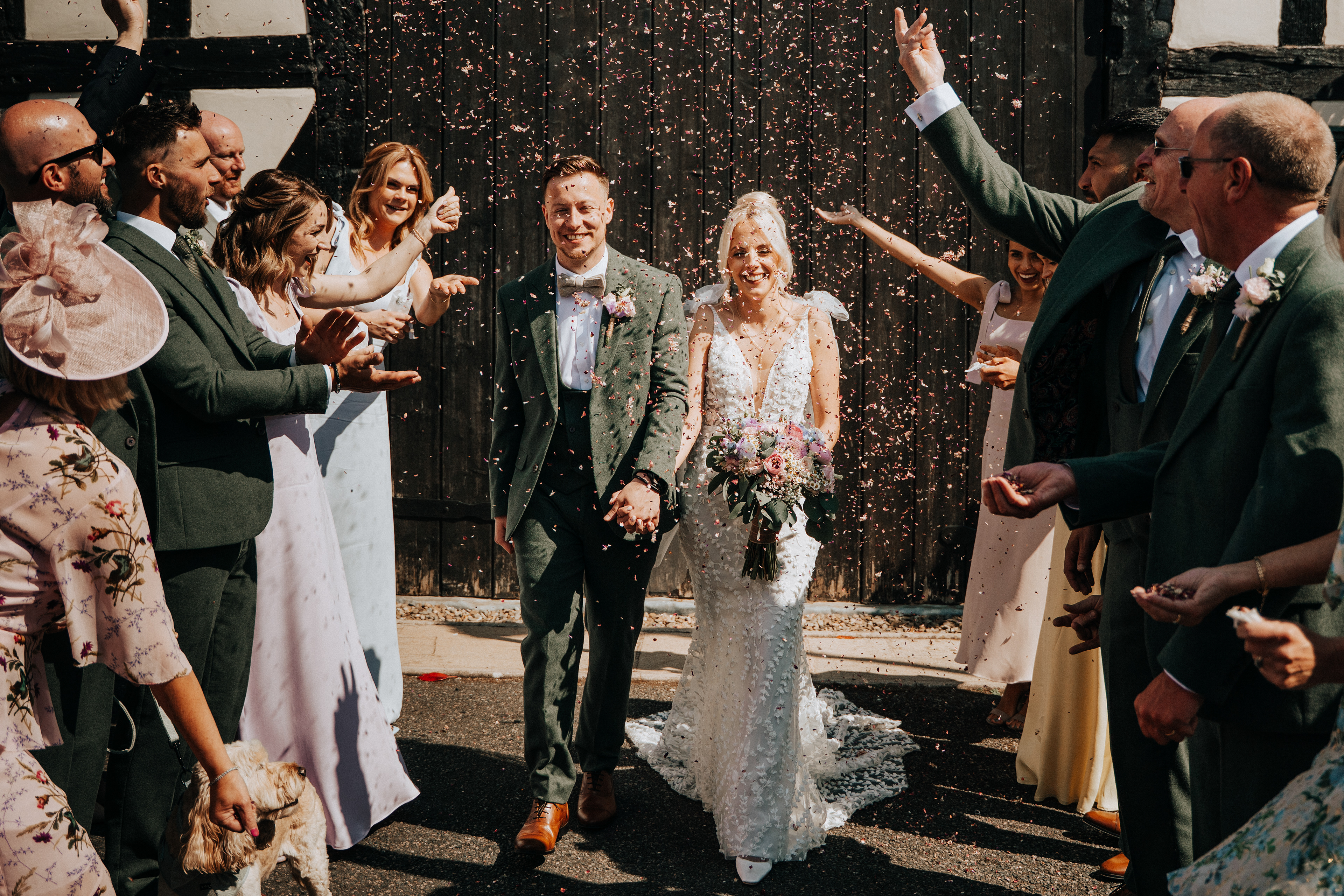 Natural wedding photography in Cheshire - confetti moments