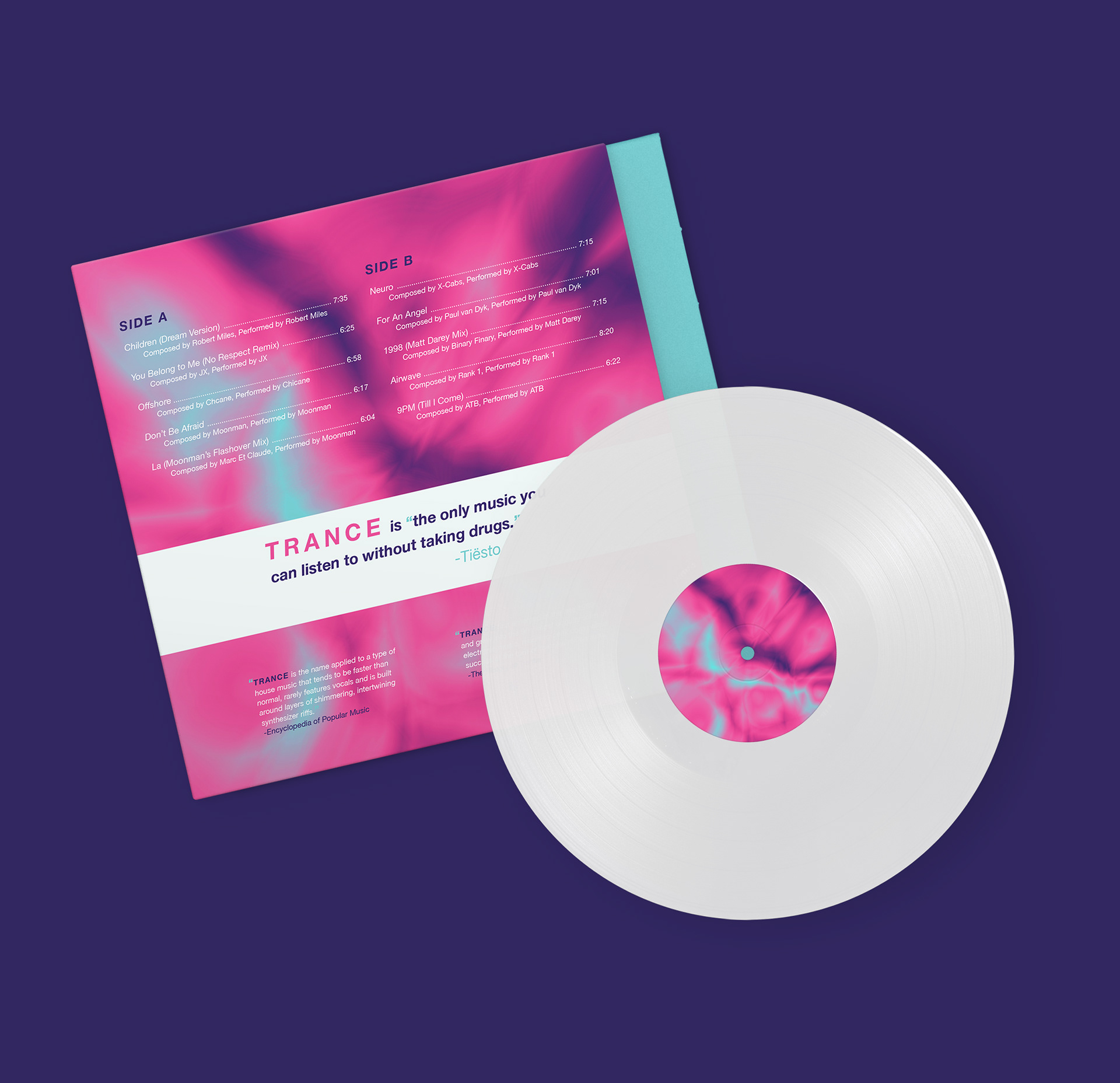 Back cover design + vinyl record