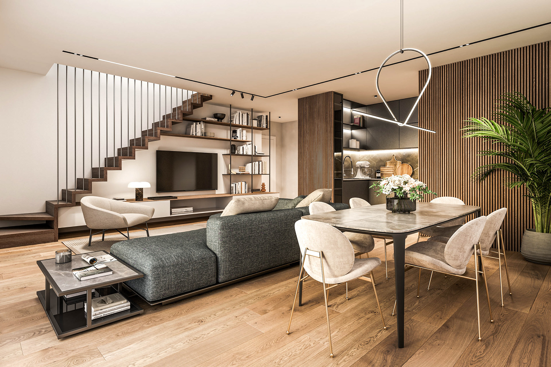 Soggiorno | Living Battistotti 10 Milano | rendering per IN&CO S.r.l.