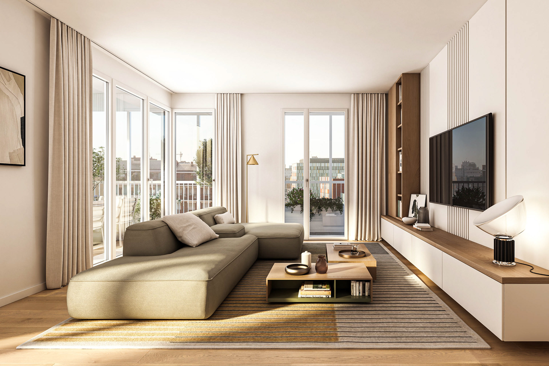 Soggiorno | Palazzo Artigianelli | rendering per Degli Esposti Architetti