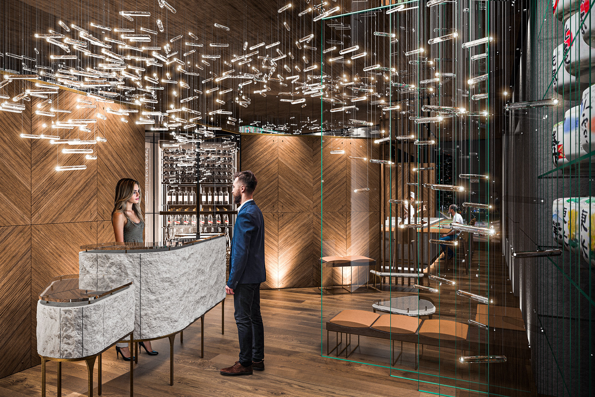 Rendering Spazi Commerciali | Ristorante IYO Aalto Milano | ingresso