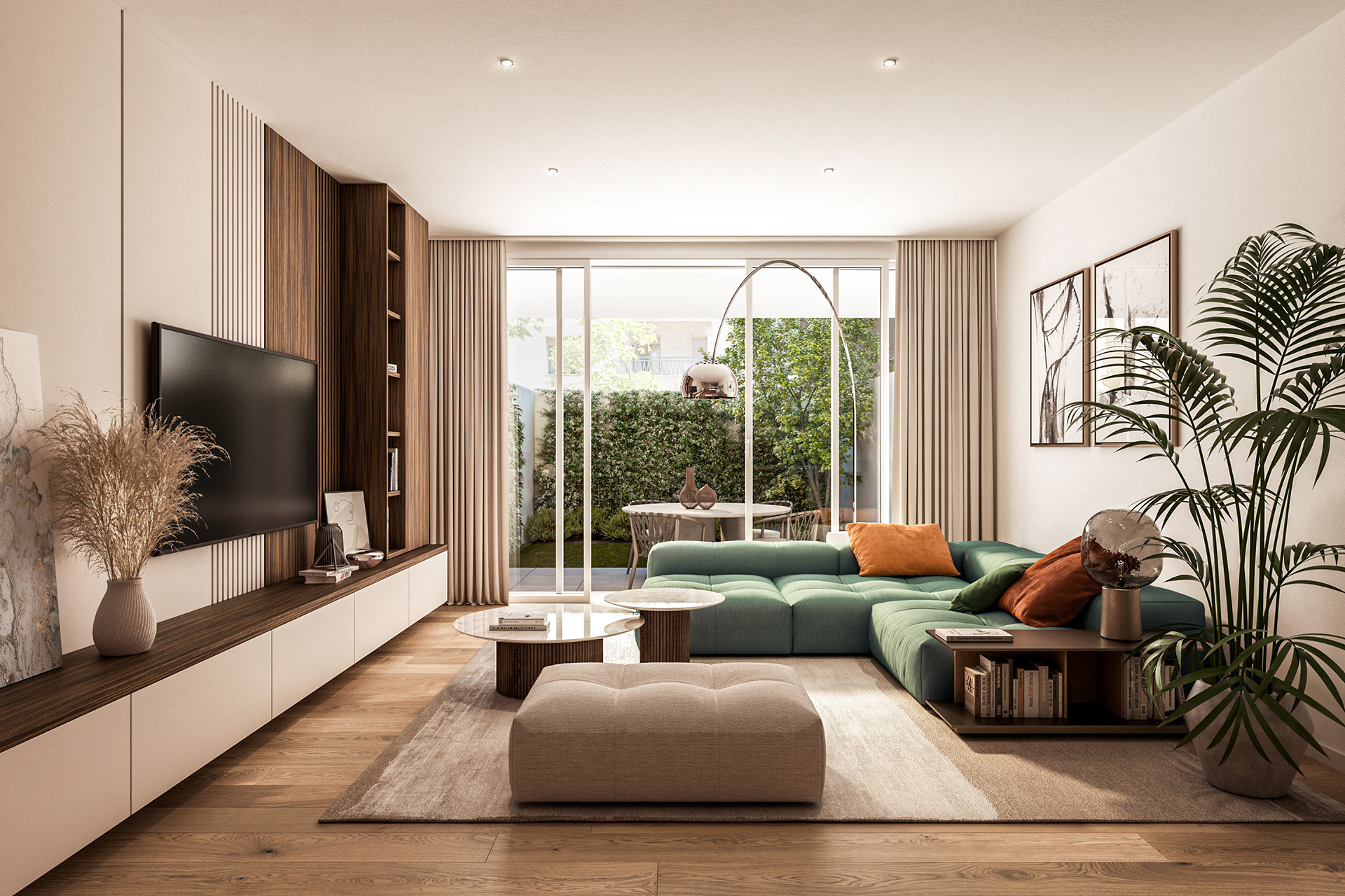 Rendering Real Estate | Complesso residenziale Living Battistotti 10 Milano | soggiorno