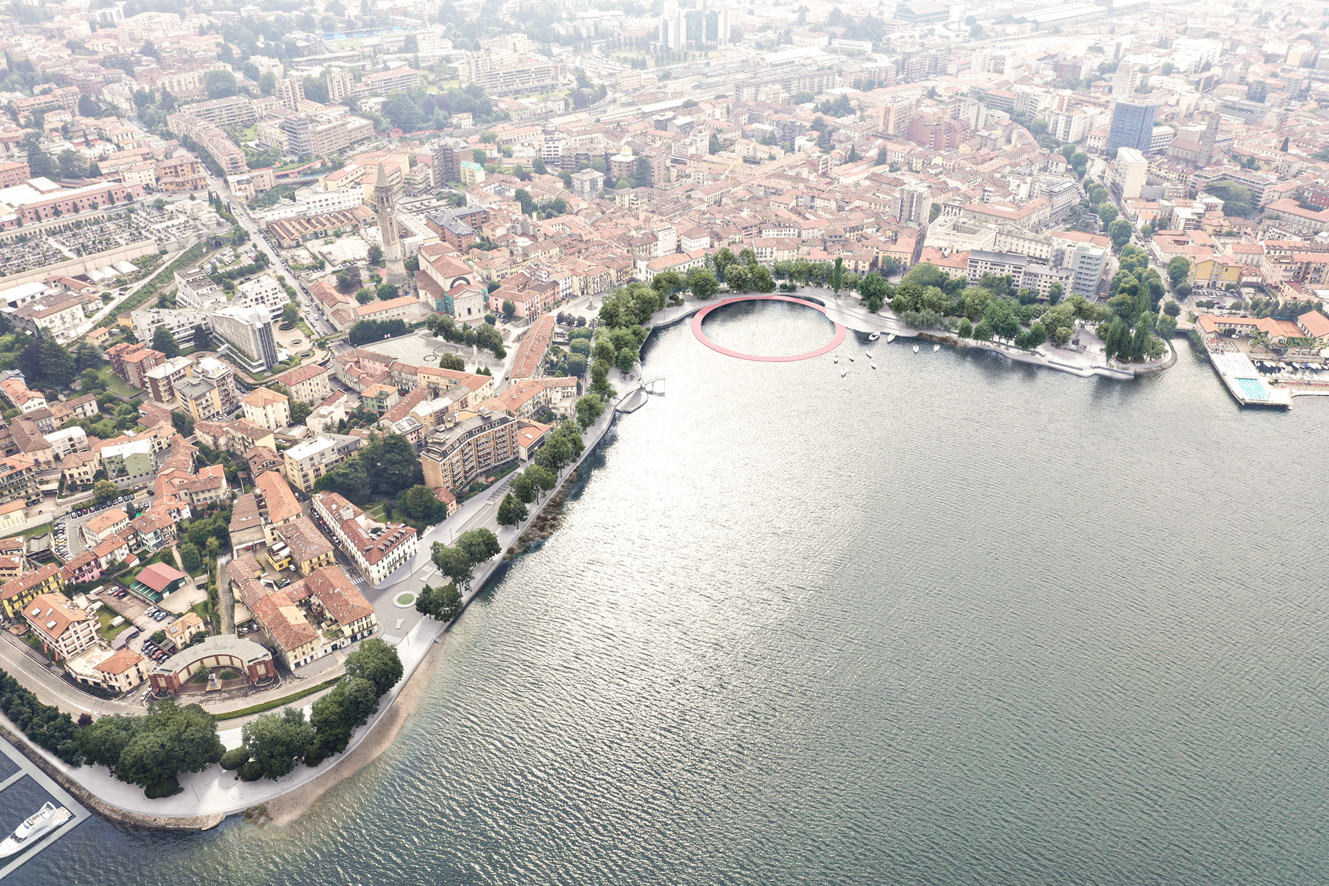 Rendering Landscape | Concorso Waterfront Lecco | vista aerea