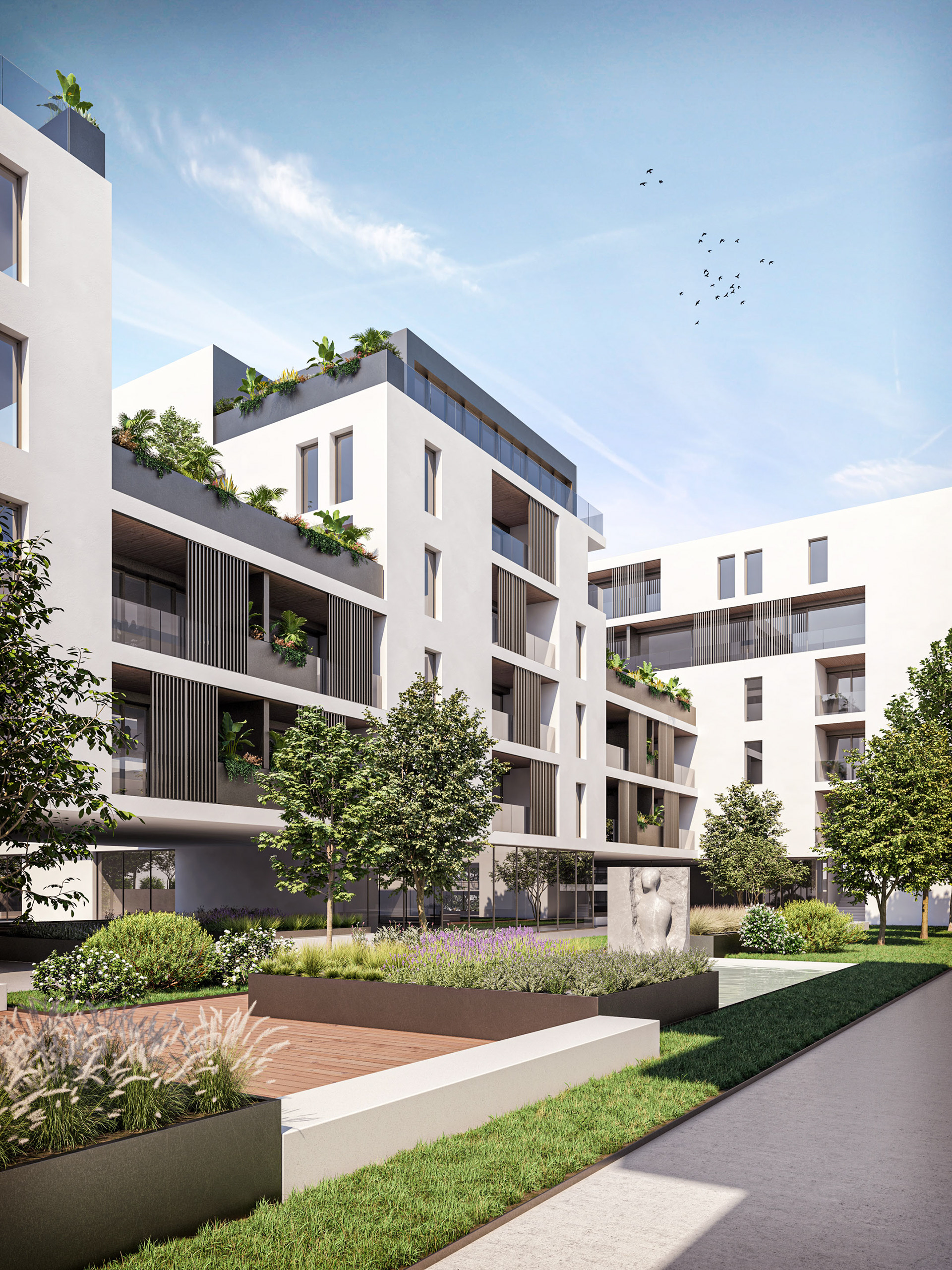 rendering architettura | progetto e.VER.green Verona | corte interna