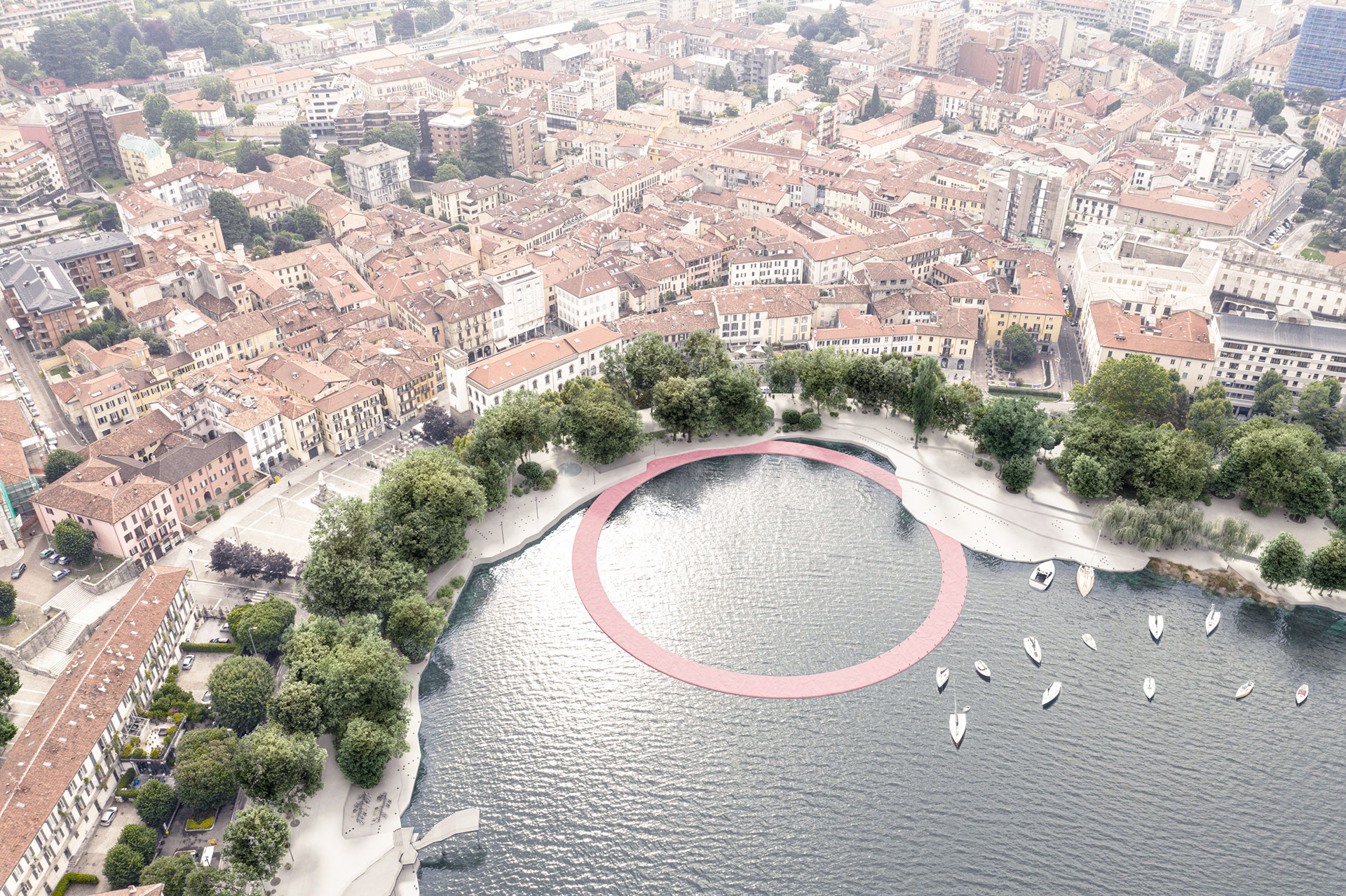 Rendering Landscape | Concorso Waterfront Lecco | vista aerea