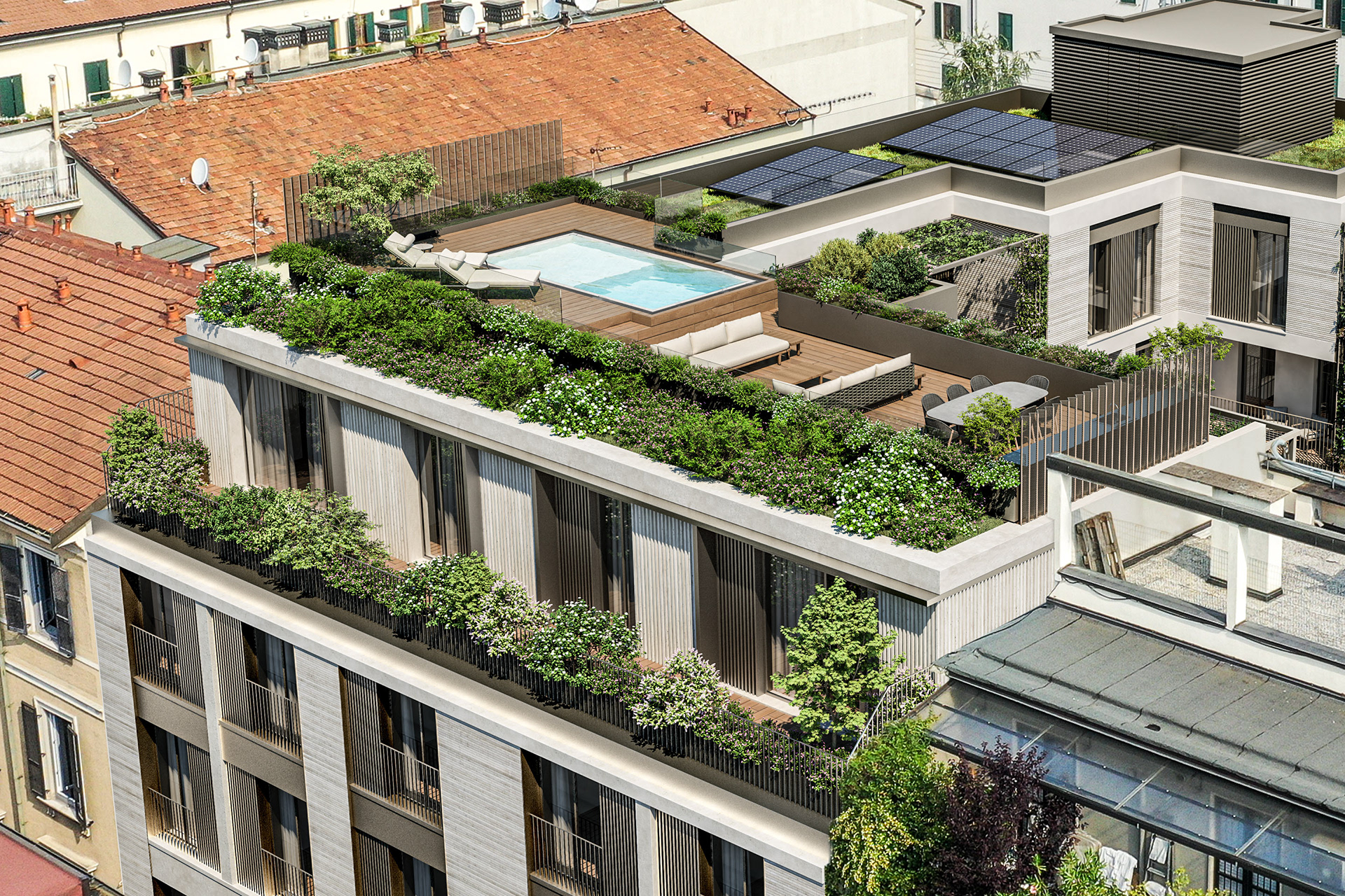 Rendering Real Estate | G2 Building Milano | vista aerea edificio