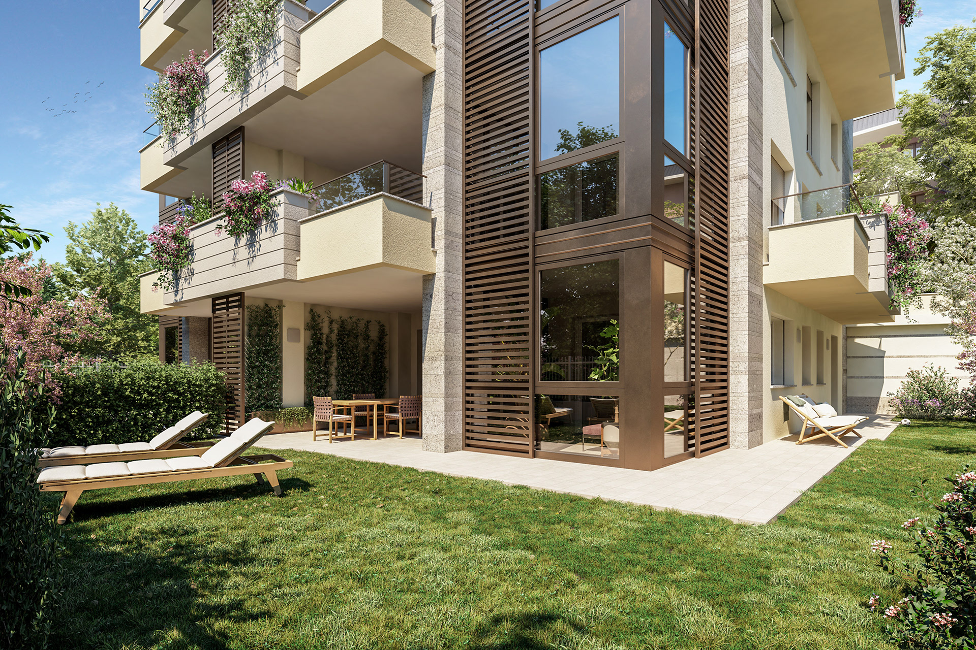 Rendering Real Estate | Residenza Paganini Monza | giardino privato