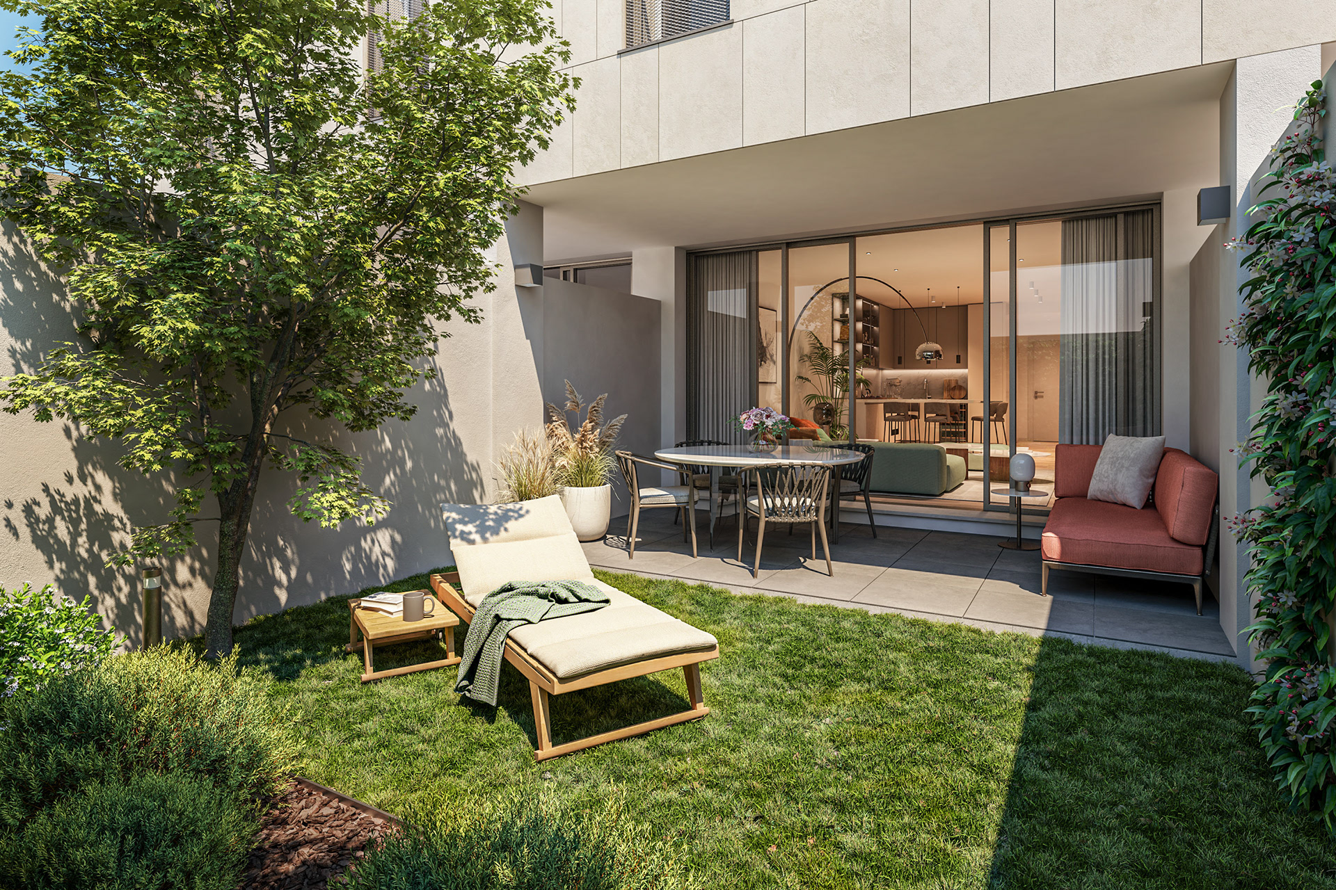 Rendering Real Estate | Complesso residenziale Living Battistotti 10 Milano | giardino