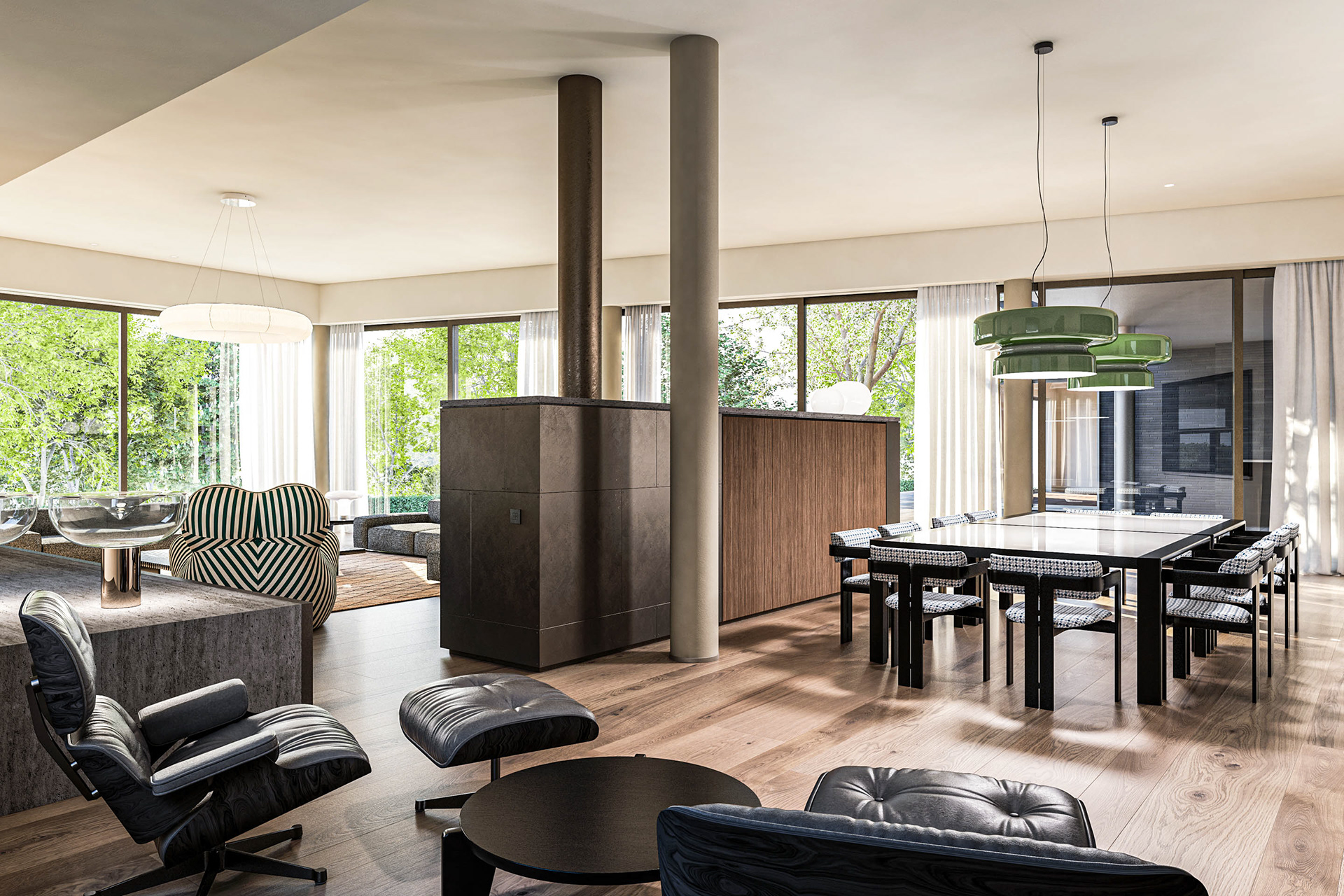 Soggiorno | Villa Dariyno | rendering per Raboni Architetti