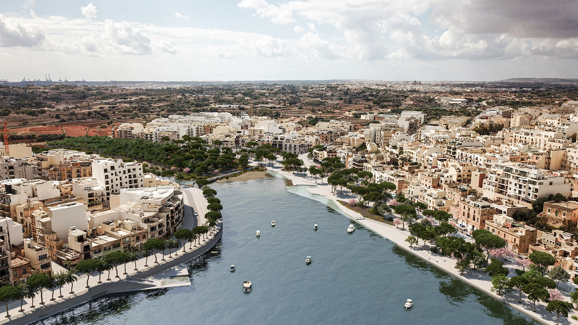 Rendering Landscape | Concorso Waterfront Marsaskala Malta | vista aerea