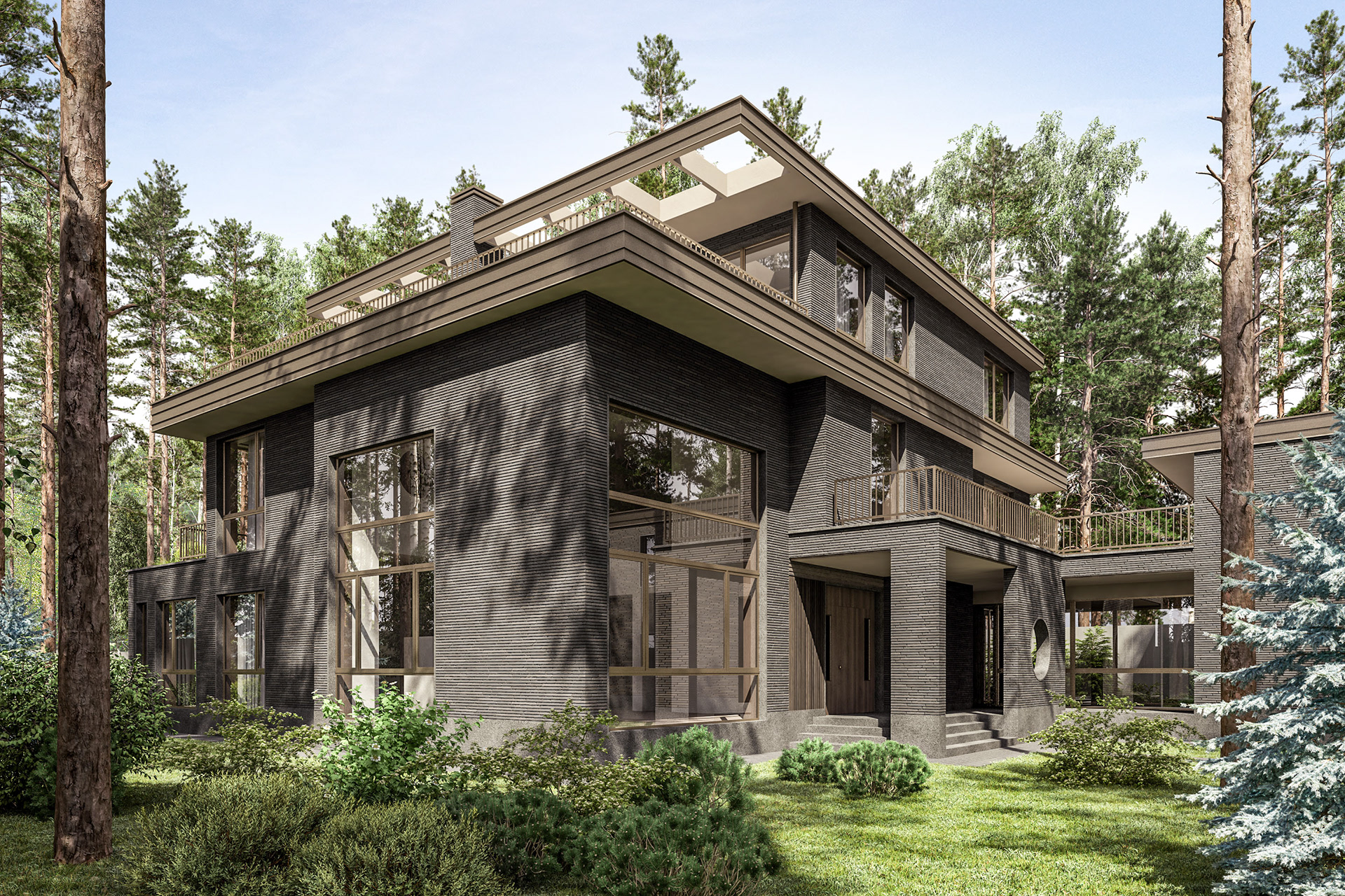 rendering architettura | progetto Villa JK | villa con giardino