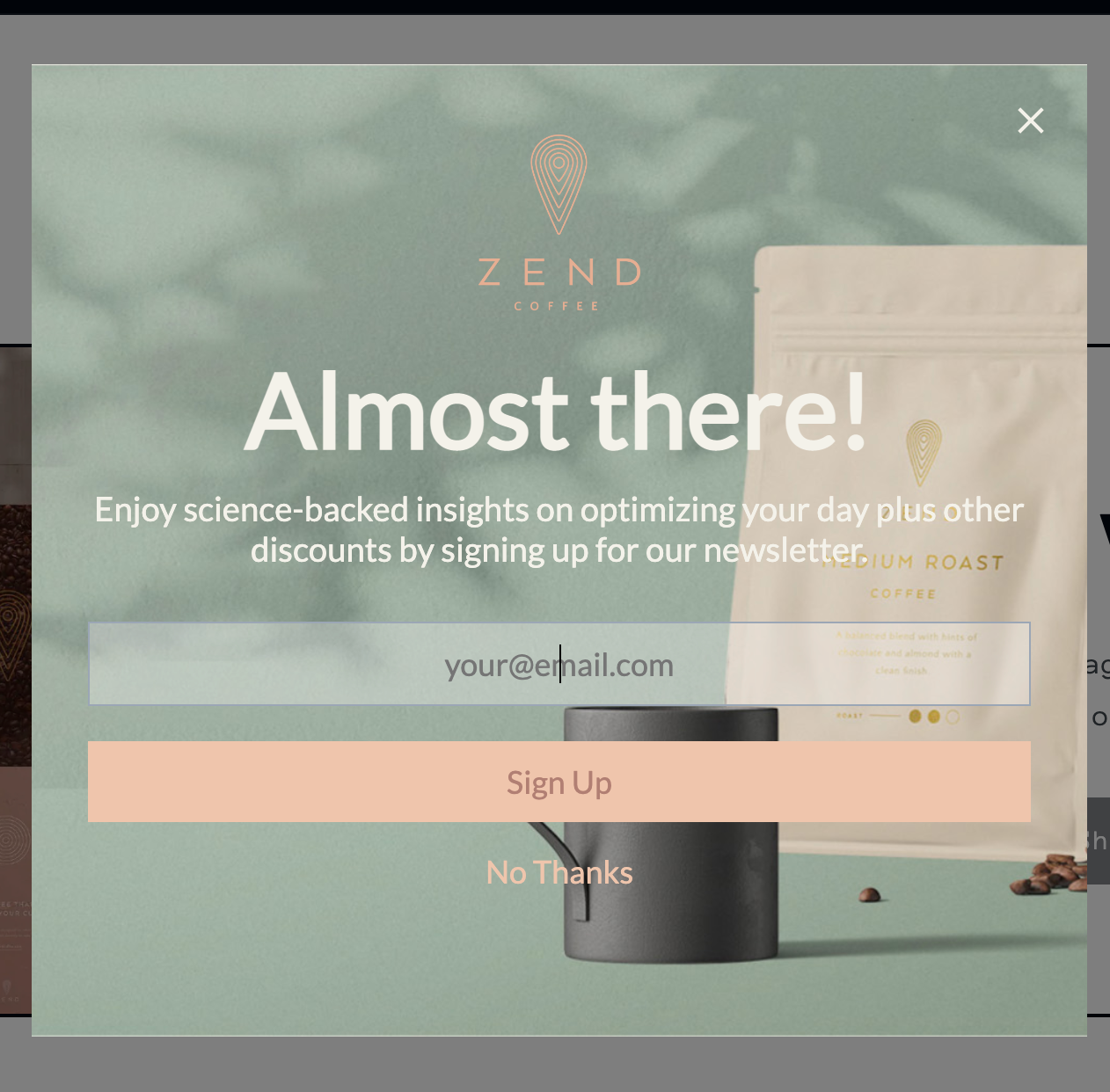Two Step SMS Marketing Popup on the website homepage (Step 2)
