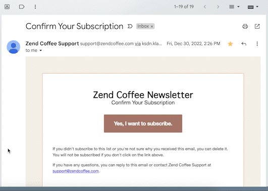 Newsletter Sign Up eMail