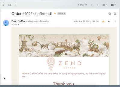 Order Confirmed eMail - Automated eMail sent to customers after they order.