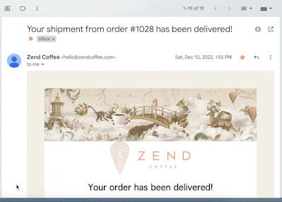 Order Delivered eMail - Automated eMail sent to customers after their order is delivered.