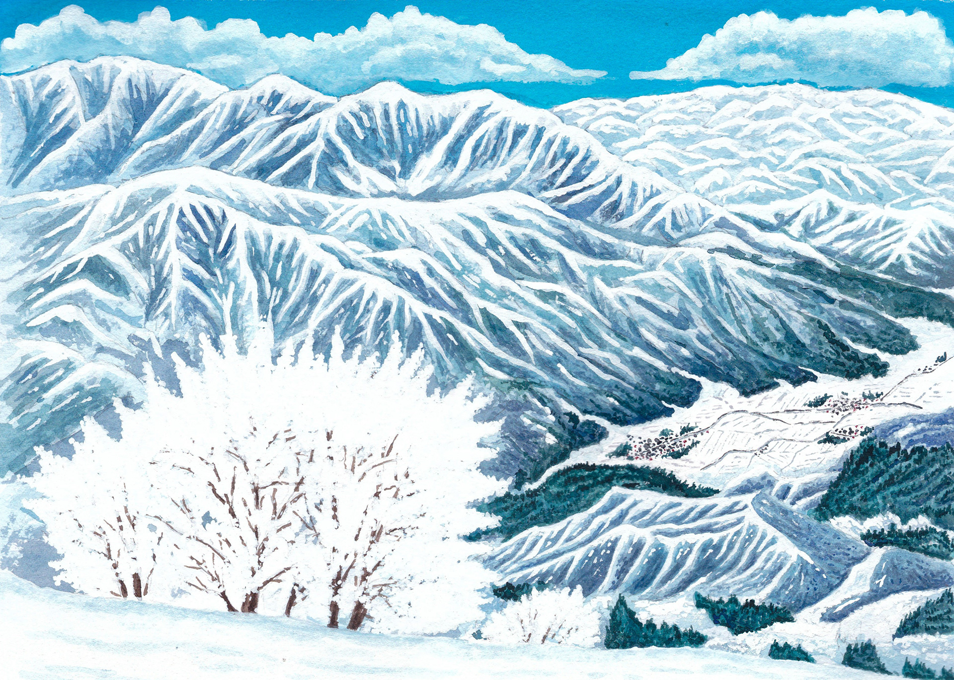 ヒョウの鉛筆画 山岳風景 おうちで水彩画 【鉛筆スケッチ 風景・竹林を描く】 : 若狭宣子 水彩画