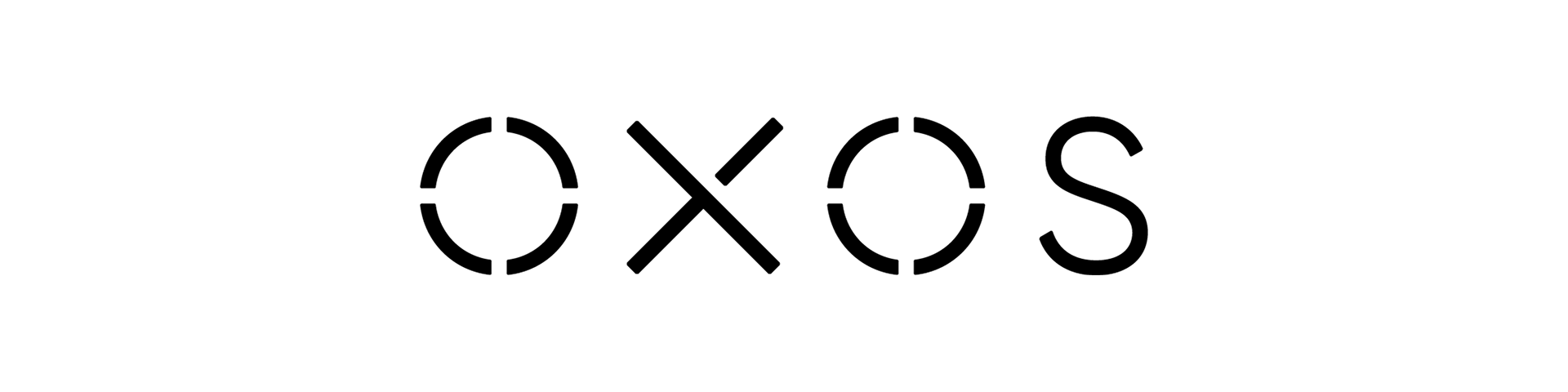 OXOS logo featuring geometric shapes and the word 'OXOS' in bold, black font.