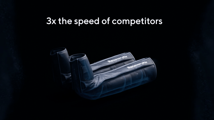 Animated sequence: RecoveryAir pump showing its rapid pressure release every 60 seconds, showing its speed advantage over competitors.