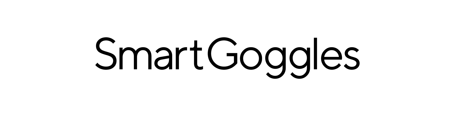 SmartGoggles logo in black on white background, modern font style.