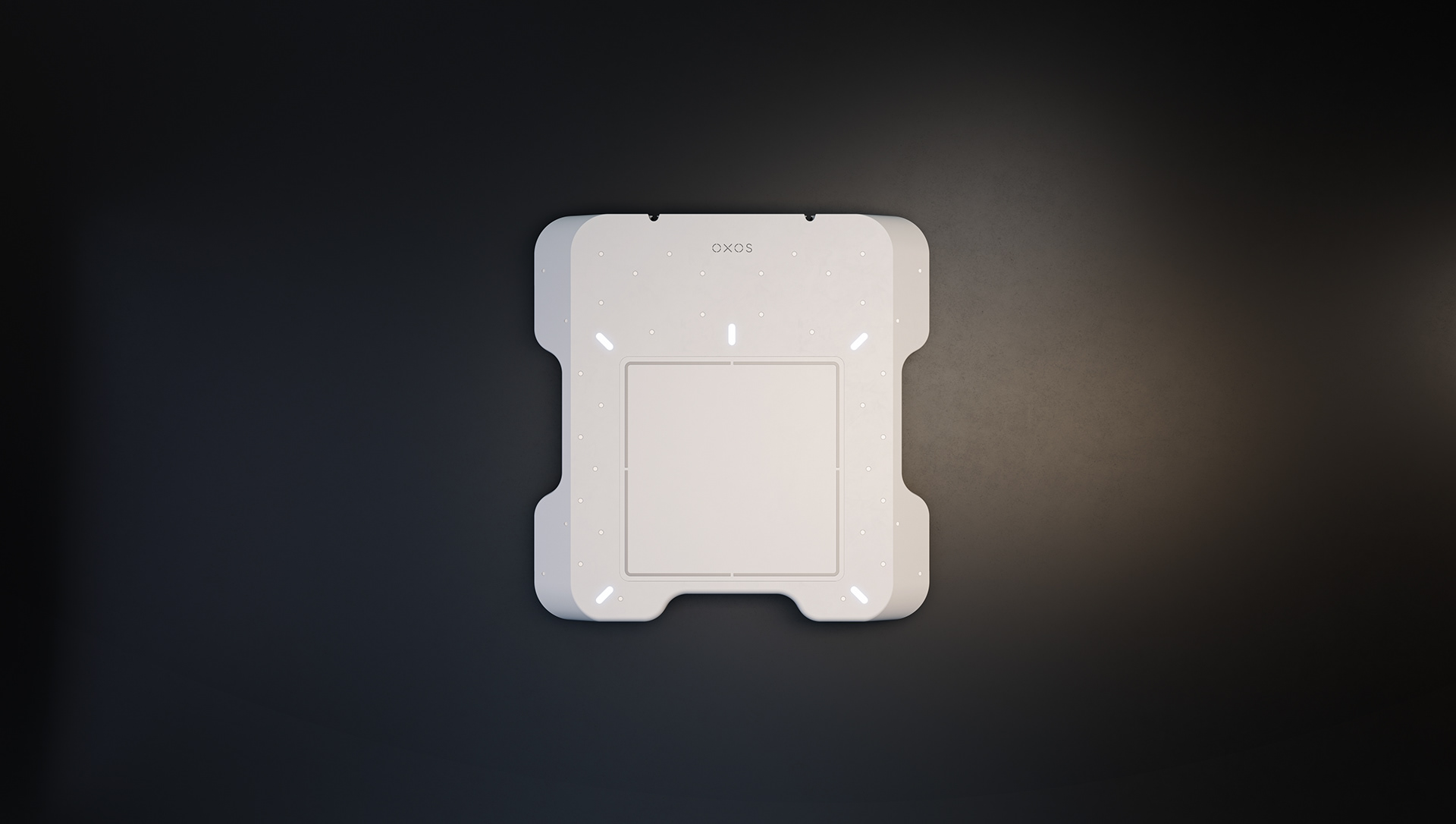 A sleek, white portable precision device with a rectangular shape and a minimalist design, featuring a small screen and buttons on the front, set against a dark background.