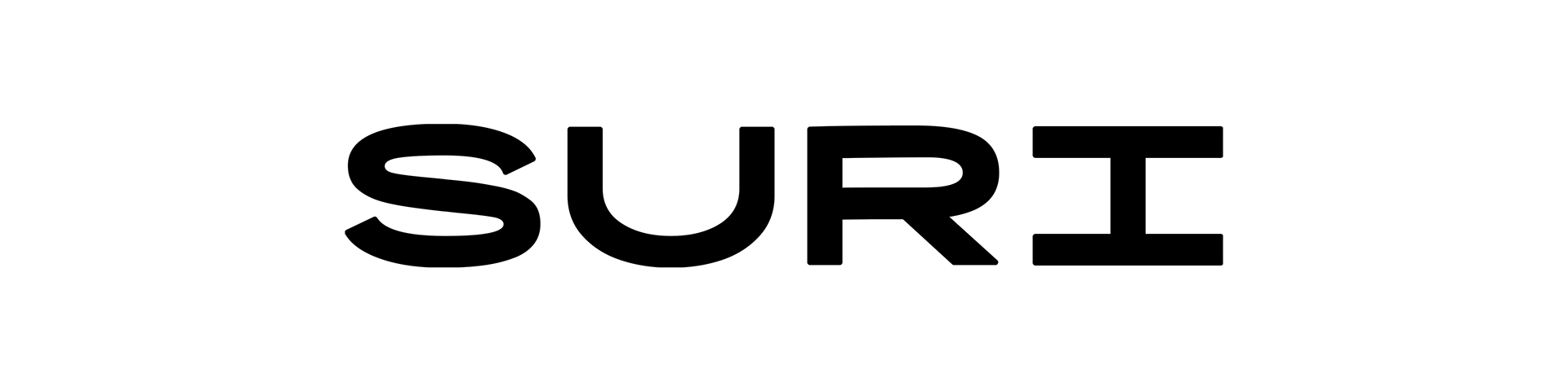 A black and white logo featuring the word "SURI" in bold, uppercase letters.
