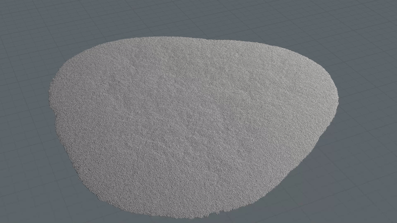Animated sequence: A textured, gray, irregularly shaped object rotates slowly, revealing its detailed surface.