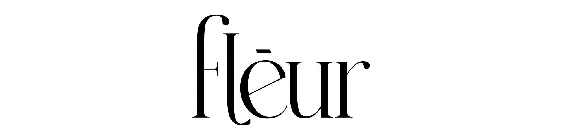 A minimalist black and white logo featuring the word "fleur" in elegant script font.